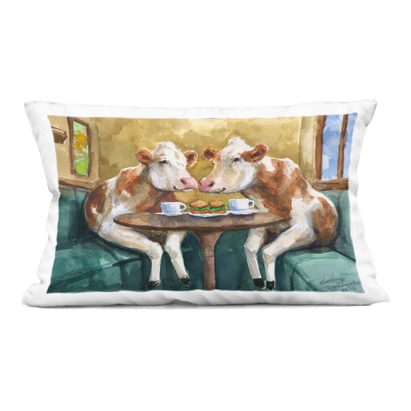 Stupell Industries Two Cows Cafe Brunch Decorative Printed Throw Pillow, design by George Dyachenko