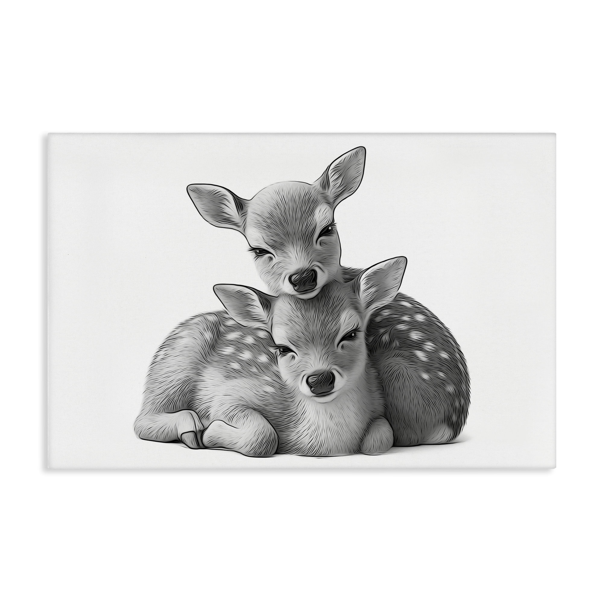 Stupell Industries Two Cuddling Fawns Animals & Insects Painting Gallery Wrapped Canvas Art Print Wall Art, 30 x 20