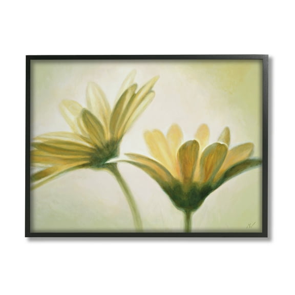 Stupell Industries Two Daisies Painting Botanical & Floral Painting Black Framed Art Print Wall Art, 14 x 11