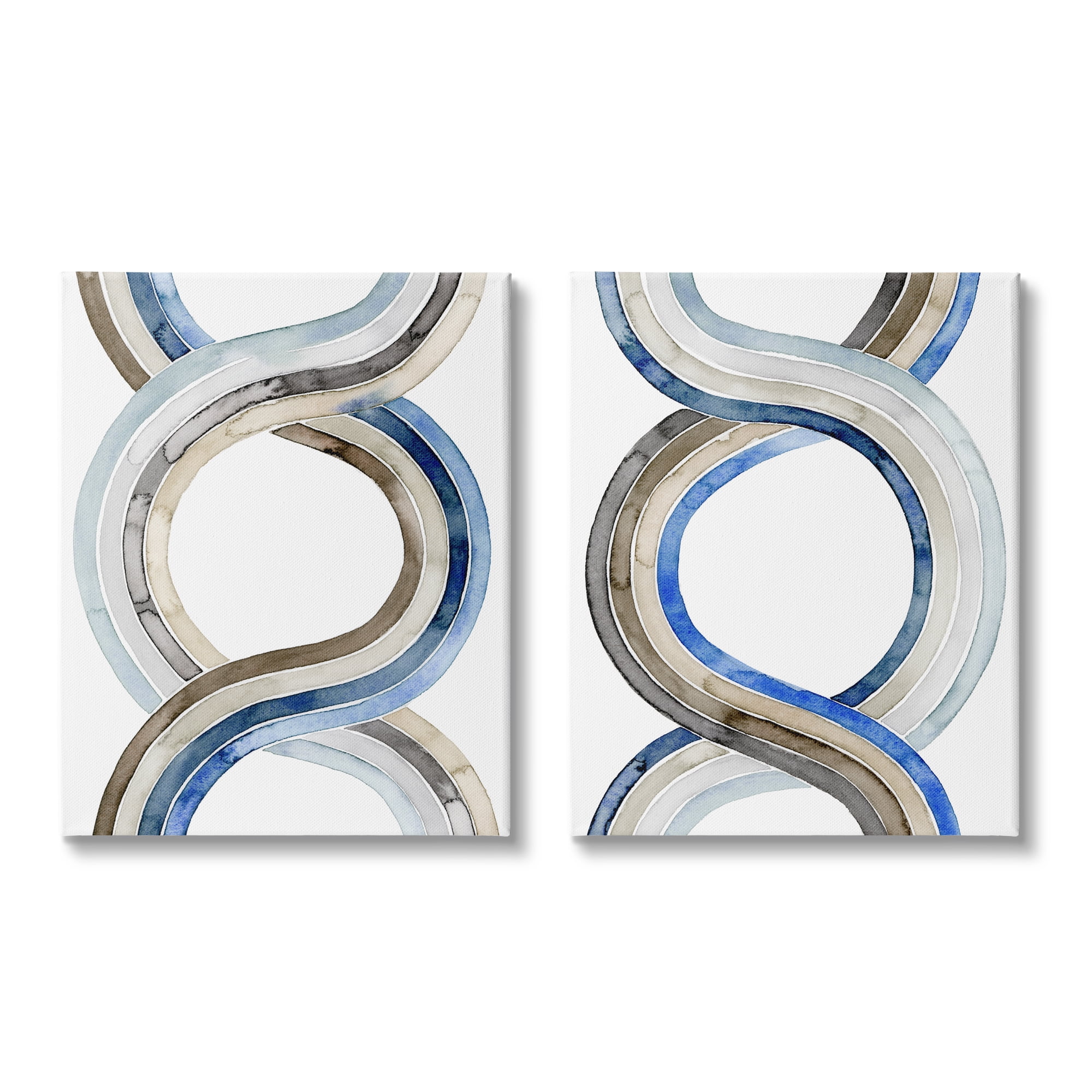 Stupell Industries Two Dimensional Spiral Helix Brown Blue Abstract Lines, 24 x 30,Design by Grace Popp