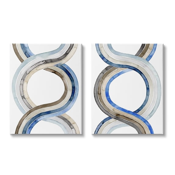Stupell Industries Two Dimensional Spiral Helix Brown Blue Abstract Lines, 24 x 30,Design by Grace Popp