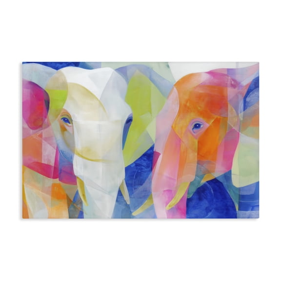 Stupell Industries Two Elephants Geometric Composition Canvas Wall Art, design by Chromatic Storm Studio