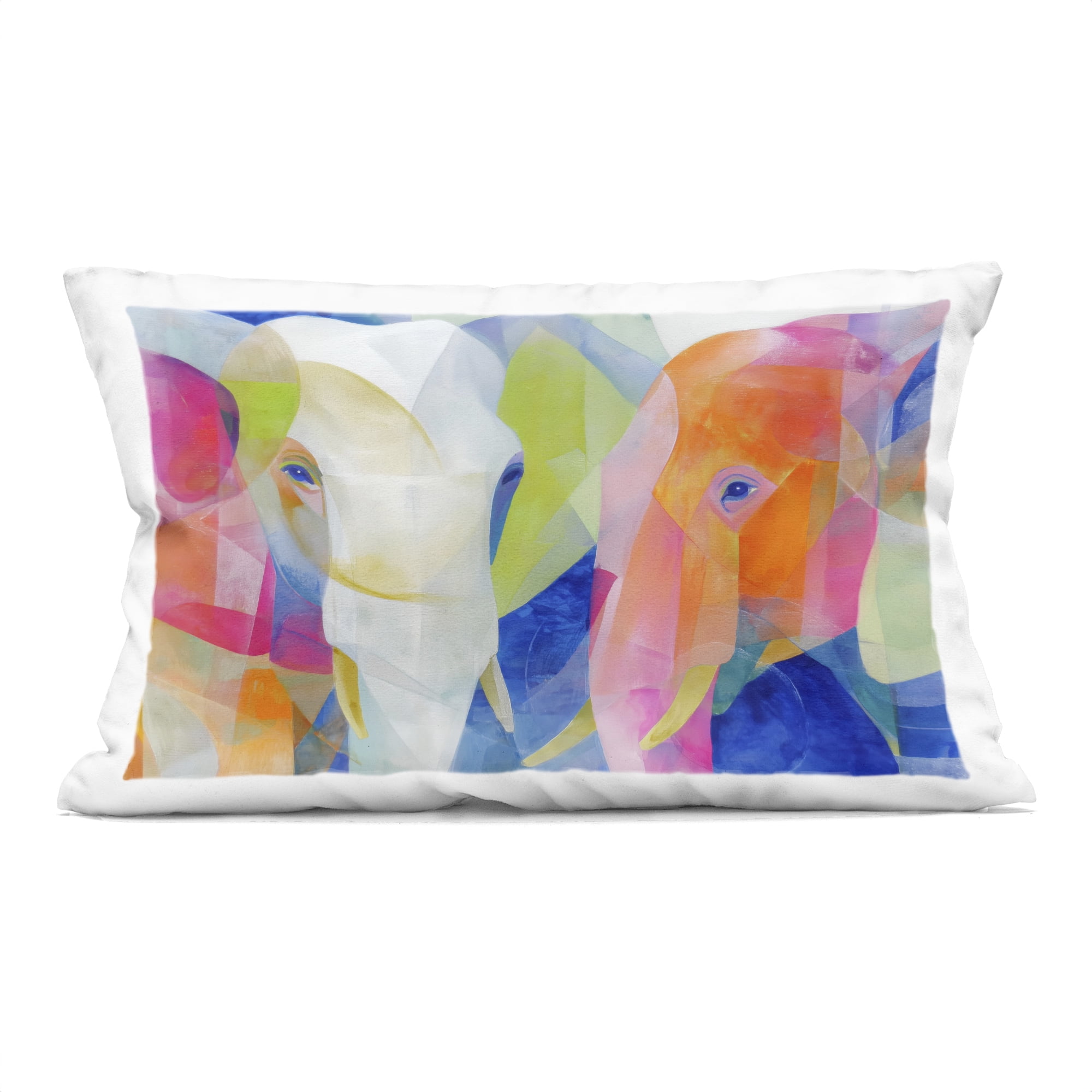 Stupell Industries Two Elephants Geometric Composition Decorative Printed Throw Pillow, design by Chromatic Storm Studio, 14 x 7 x 20