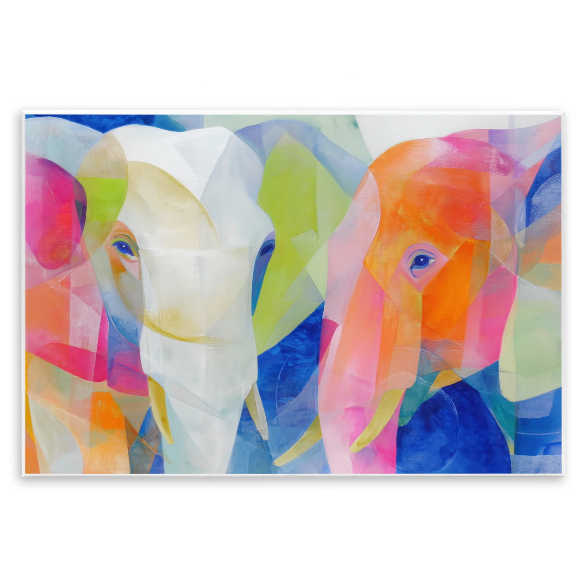 Stupell Industries Two Elephants Geometric Composition Wall Plaque Art, design by Chromatic Storm Studio