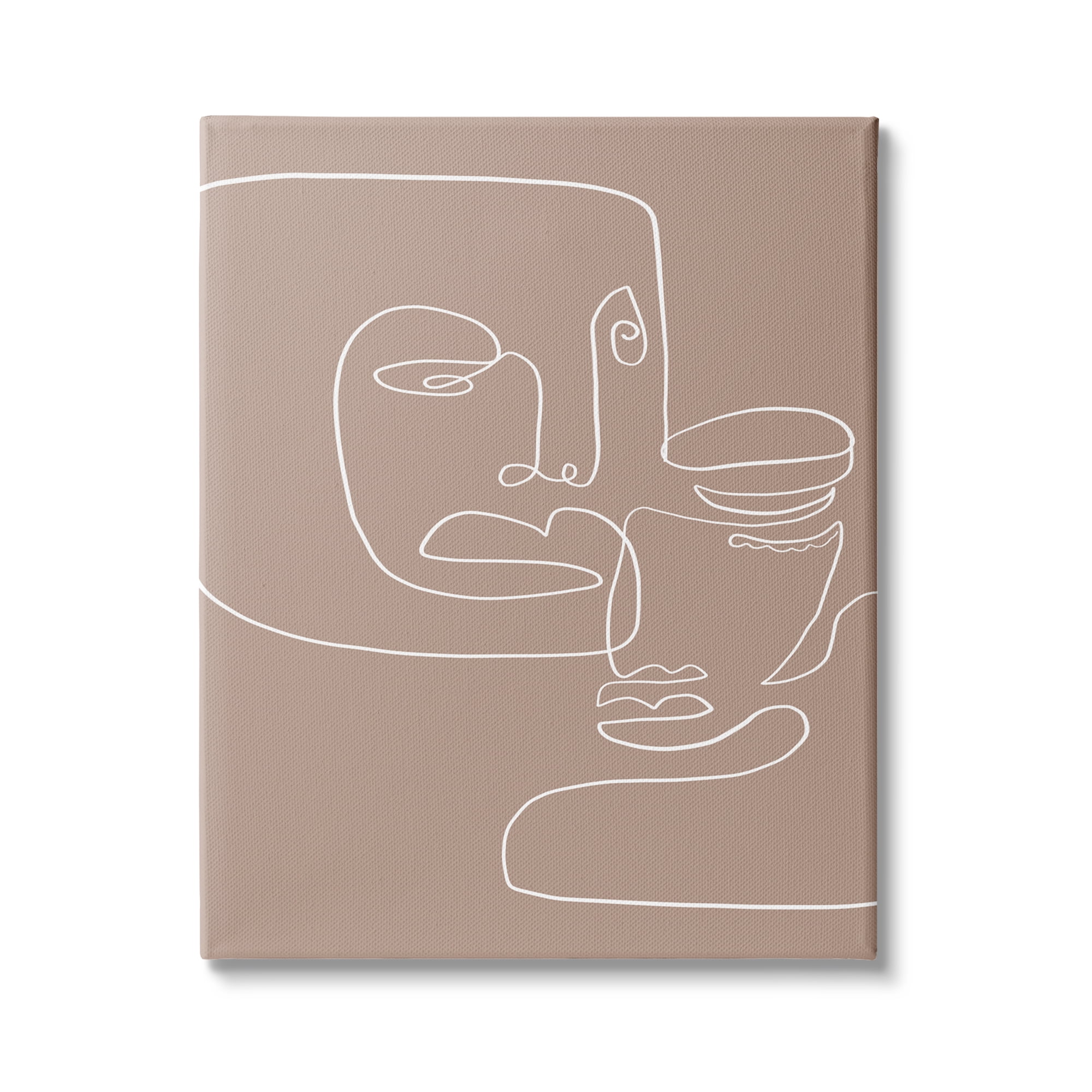 Stupell Industries Two Faces Single Line Drawing Brown Beige Abstract, 30 x 40,Design by Design Fabrikken