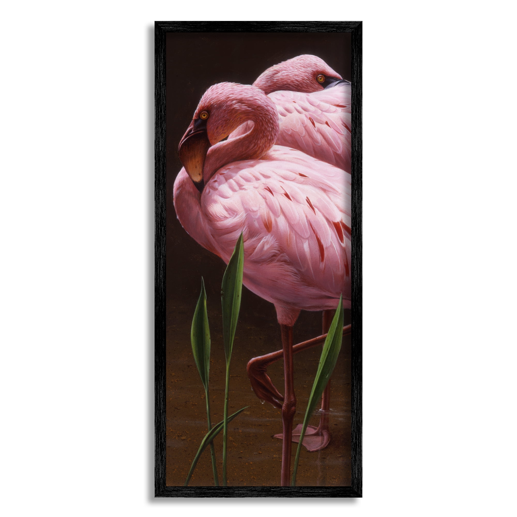 Pink Flamingos Landscape Canvas Print with Black Frame