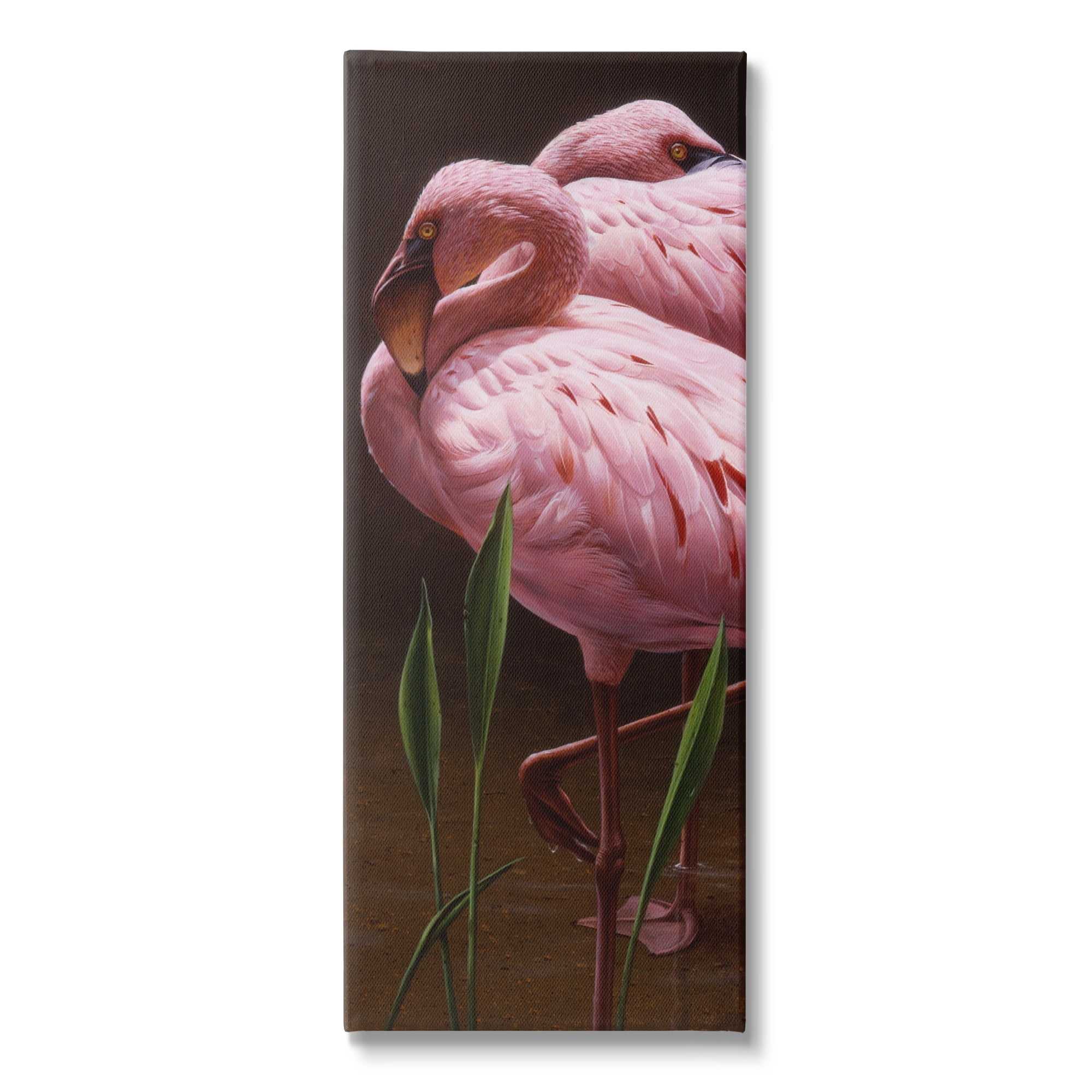 Pink Flamingos in Pond Landscape Canvas Wall Art, 20 x 48