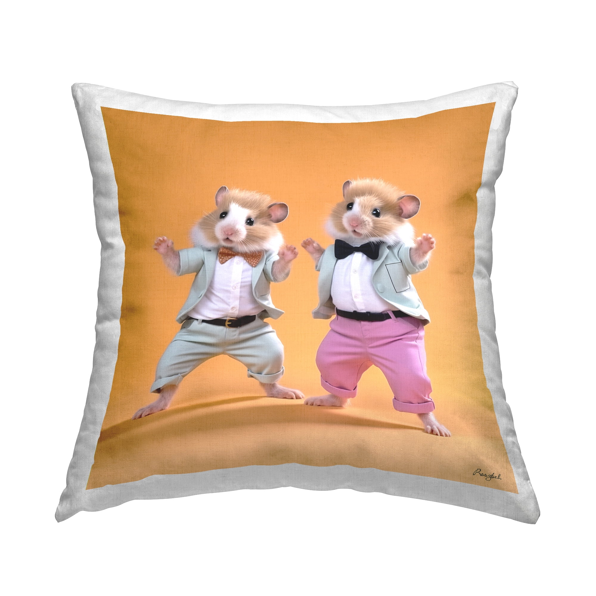 Stupell Industries Two Hamsters Dancing Decorative Printed Throw Pillow, 18 x 18