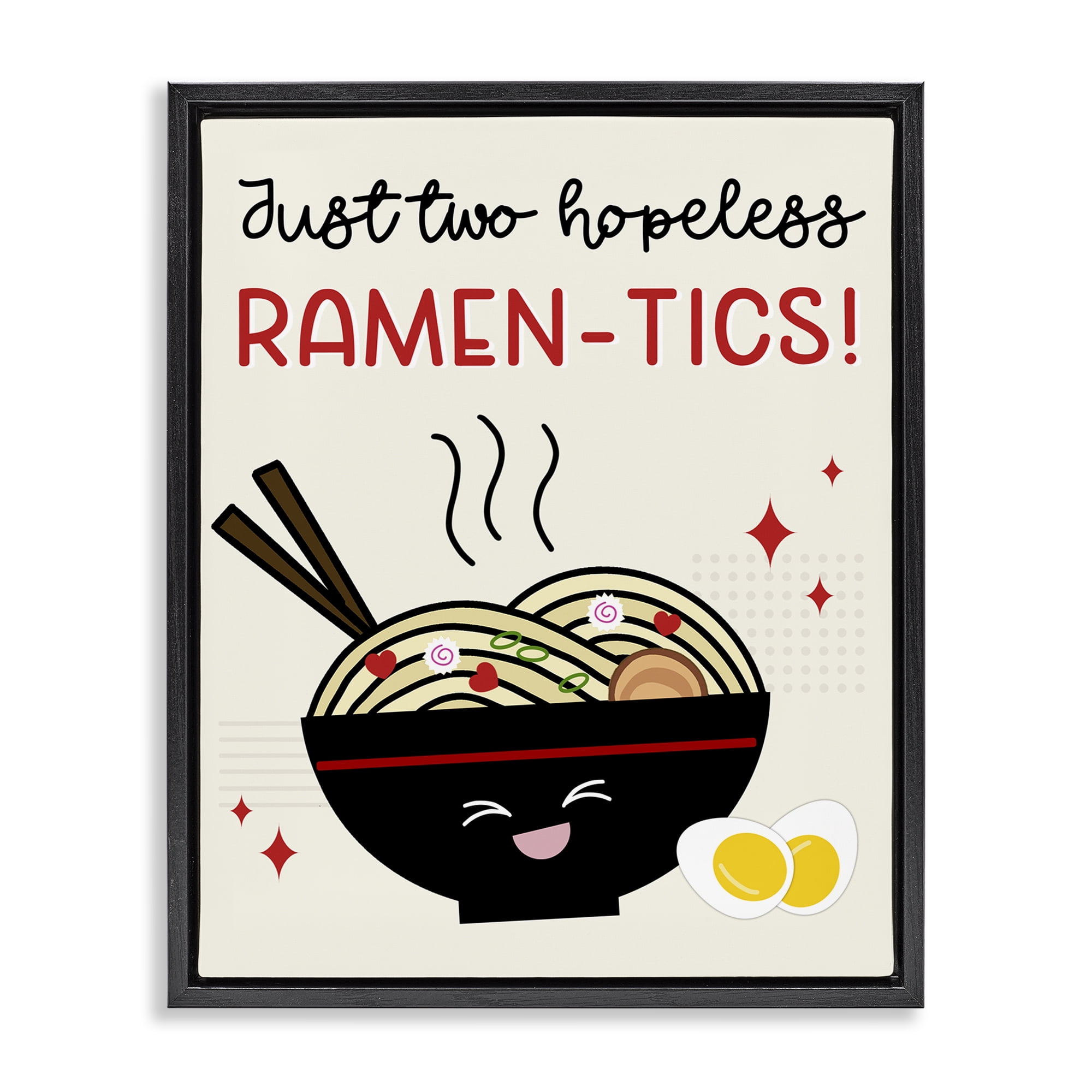 Stupell Industries Two Hopeless Ramen-tics Food & Beverage Painting Black Floater Framed Canvas Art Print Wall Art, 25 x 31