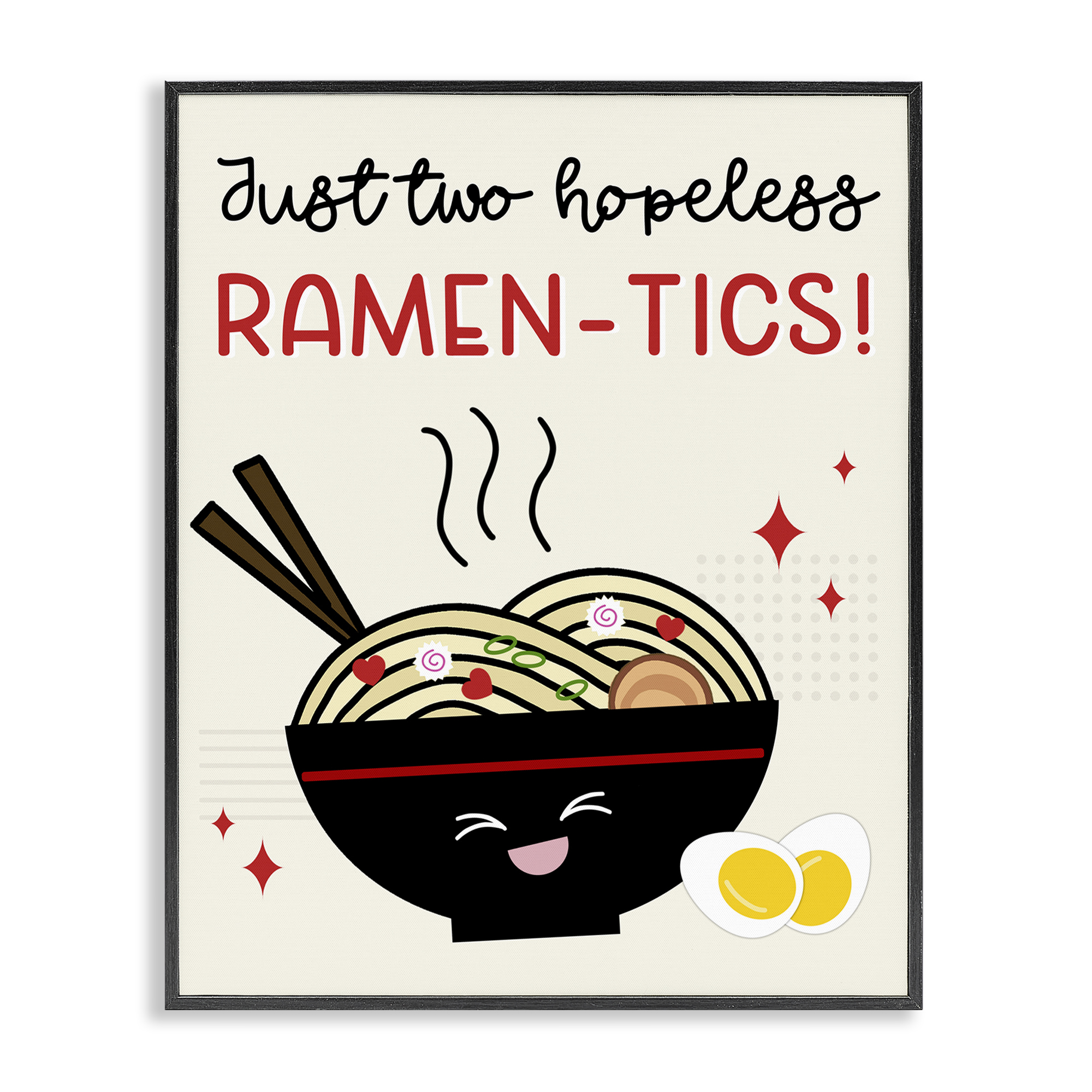 Stupell Industries Two Hopeless Ramen-tics Food & Beverage Painting Black Framed Art Print Wall Art, 24 x 30