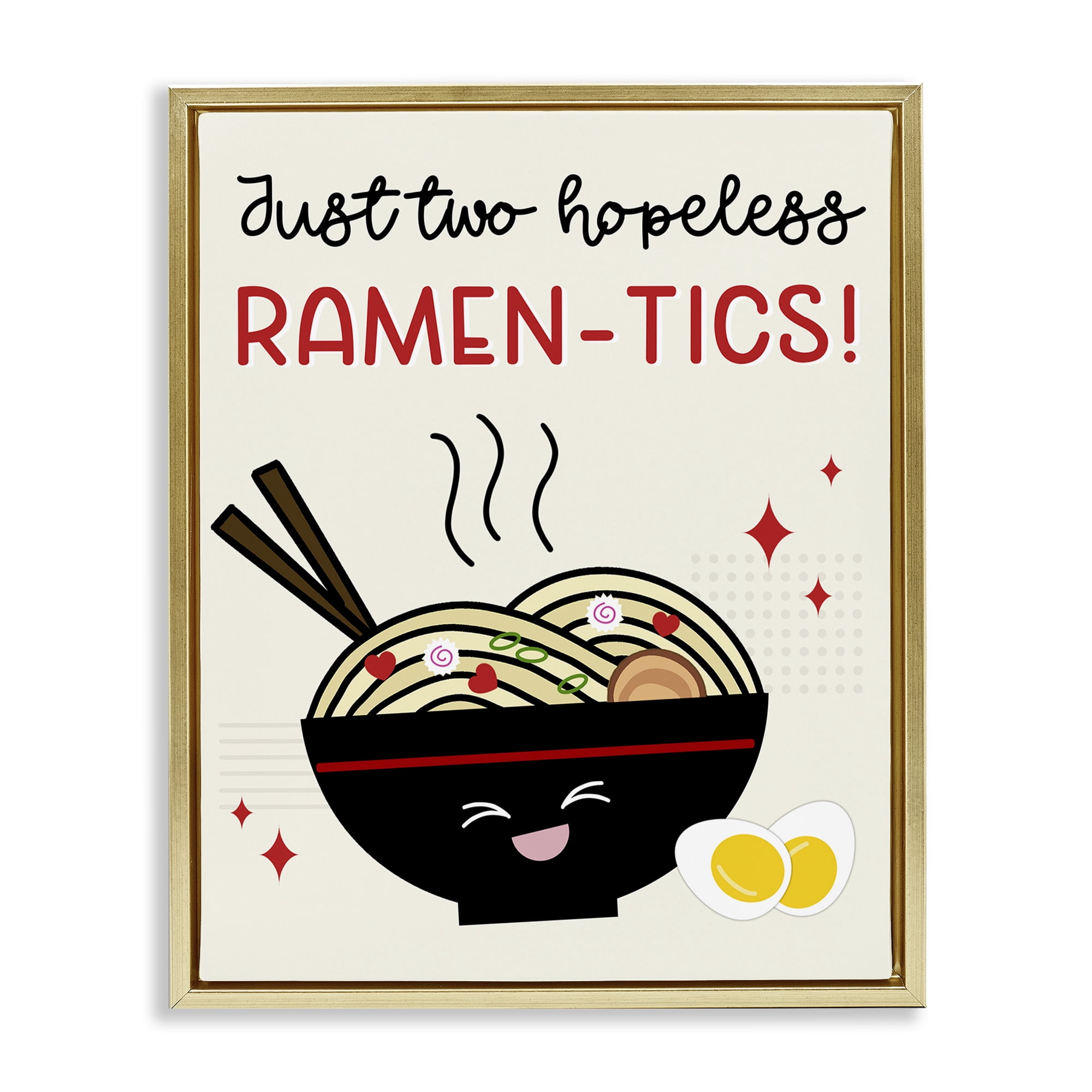 Stupell Industries Two Hopeless Ramen-tics Food & Beverage Painting Gold Floater Framed Canvas Art Print Wall Art, 25 x 31