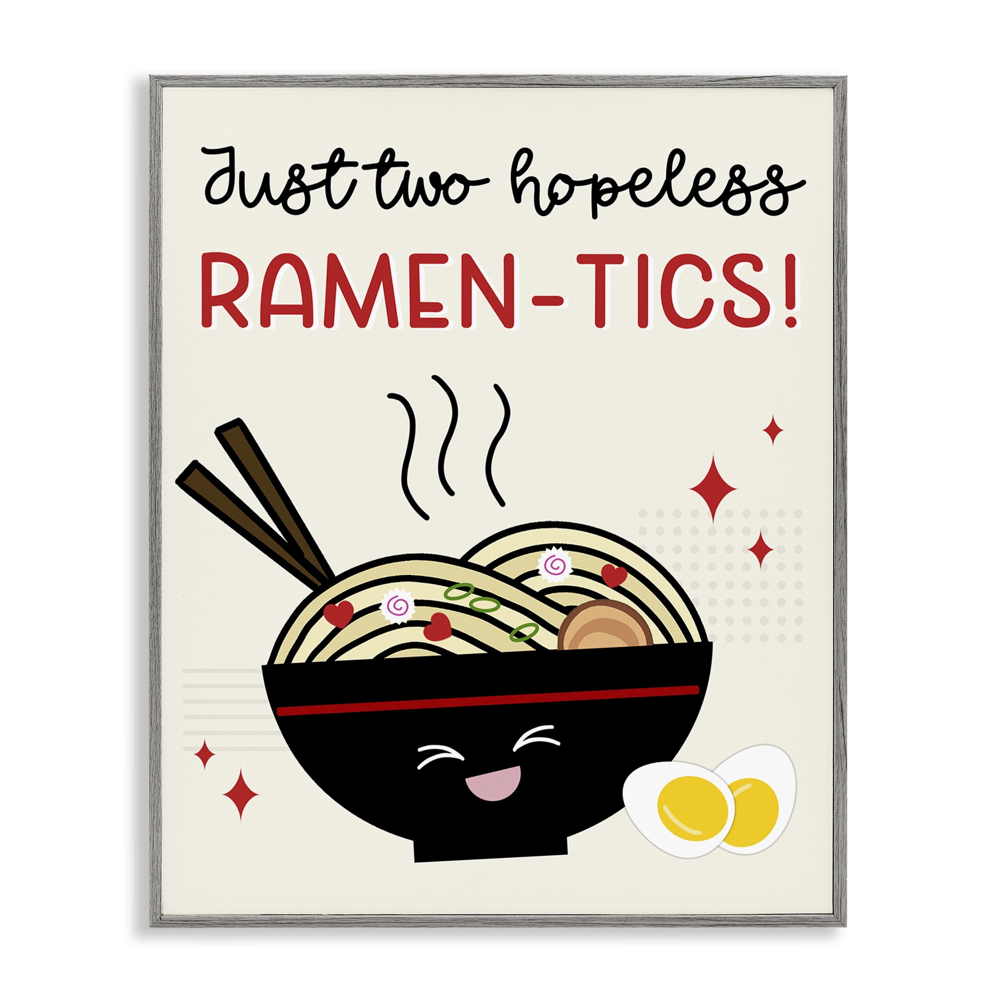 Stupell Industries Two Hopeless Ramen-tics Food & Beverage Painting Gray Framed Art Print Wall Art, 11 x 14