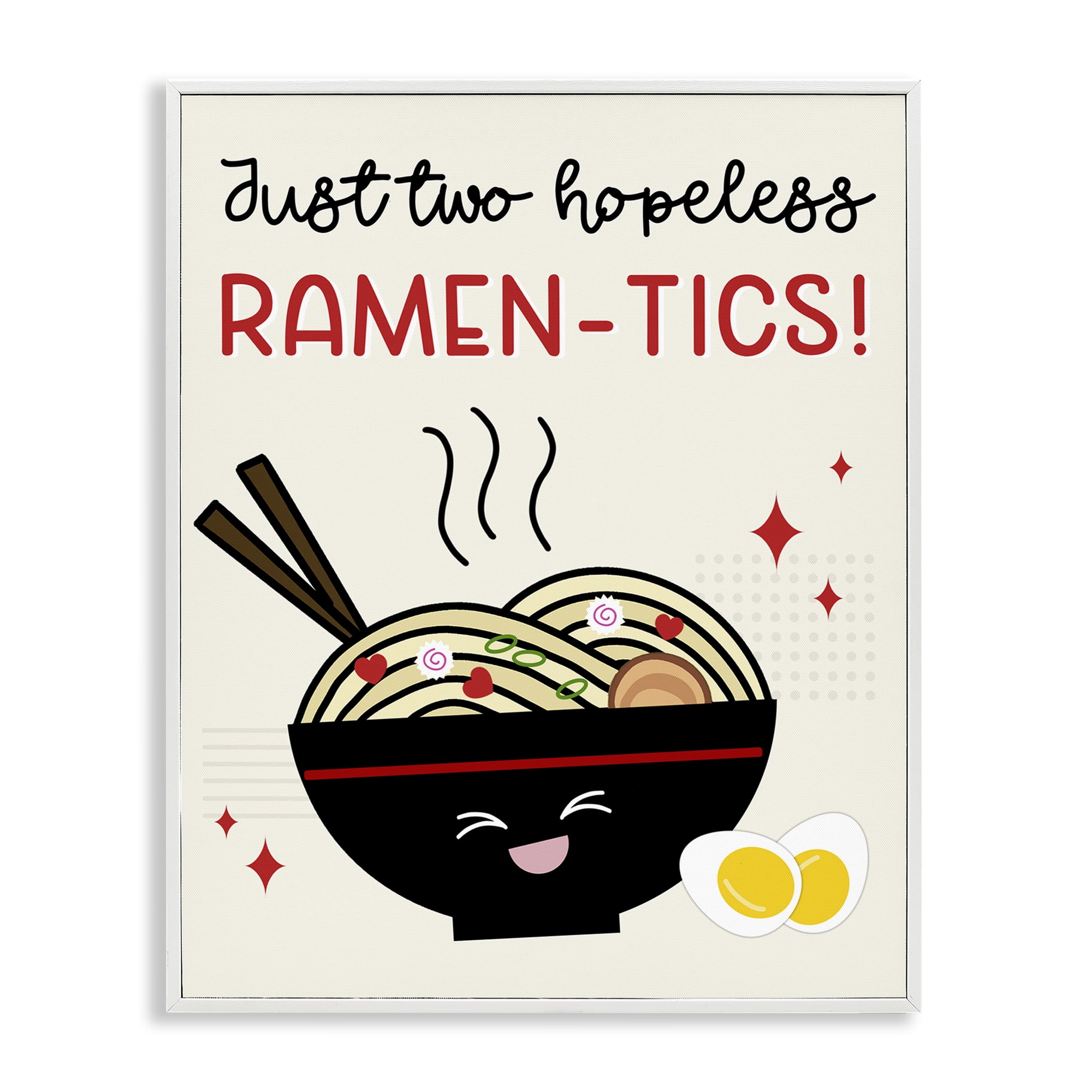 Stupell Industries Two Hopeless Ramen-tics Food & Beverage Painting White Framed Art Print Wall Art, 11 x 14