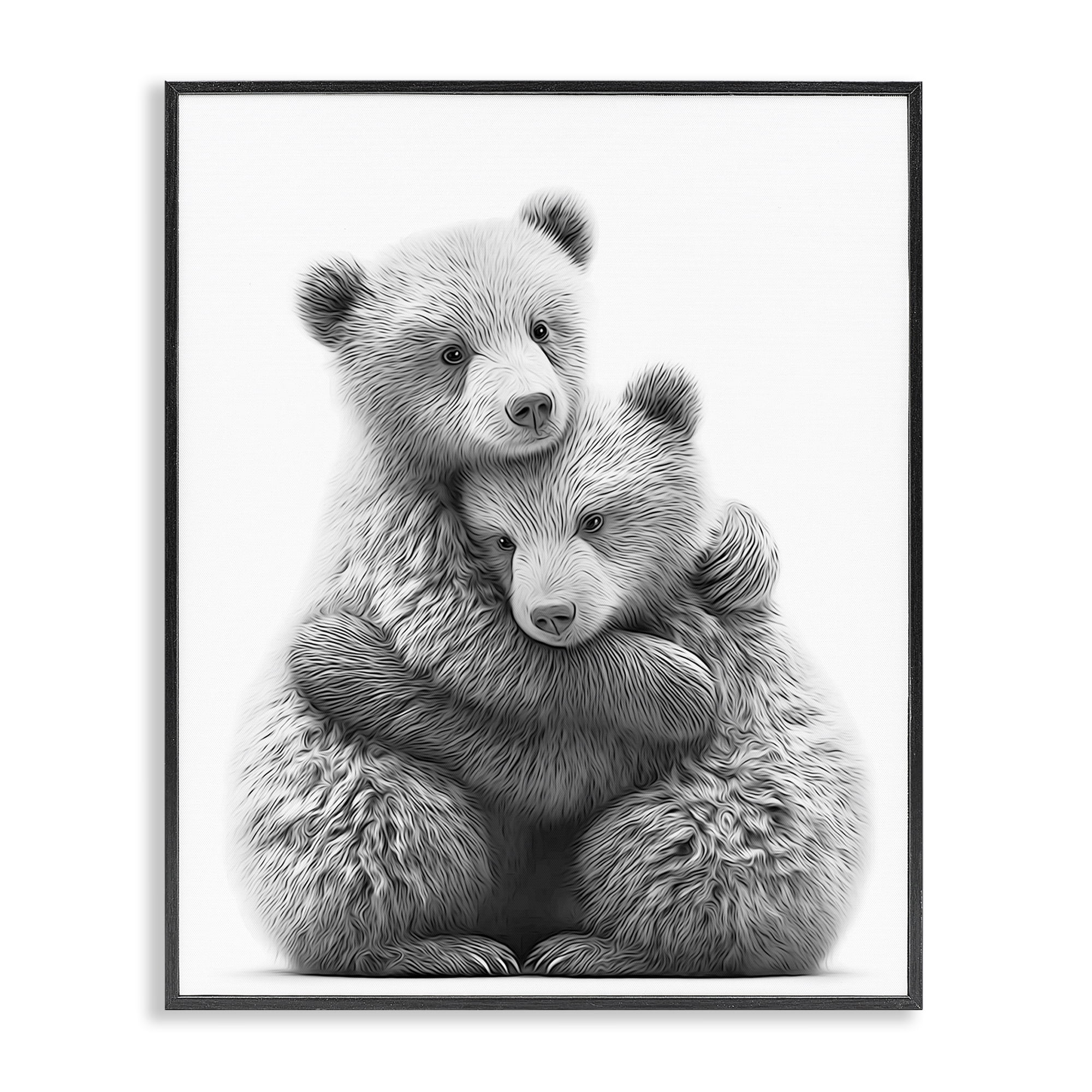Stupell Industries Two Hugging Bears Animals & Insects Painting Black Framed Art Print Wall Art, 11 x 14