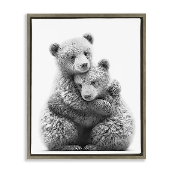 Stupell Industries Two Hugging Bears Animals & Insects Painting Brown Floater Framed Art Print Wall Art, 25 x 31