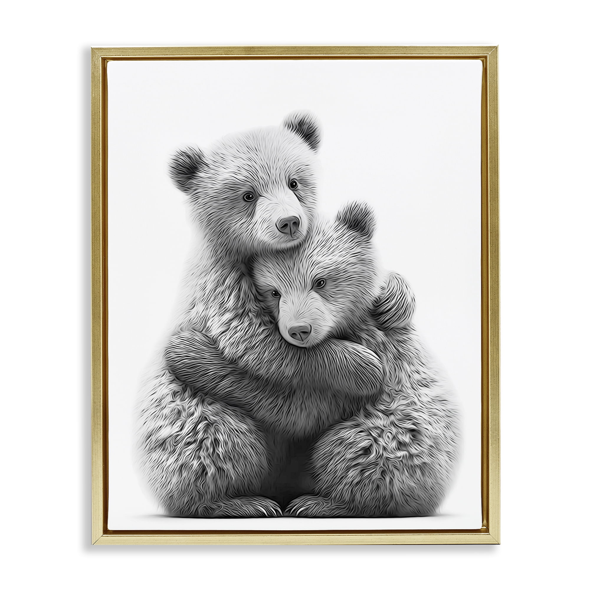 Stupell Industries Two Hugging Bears Animals & Insects Painting Gold Floater Framed Art Print Wall Art, 17 x 21