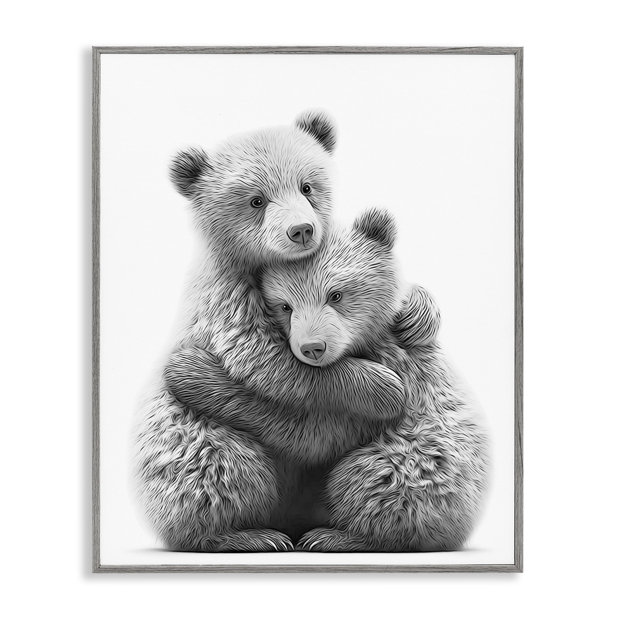 Stupell Industries Two Hugging Bears Animals & Insects Painting Gray Framed Art Print Wall Art, 11 x 14