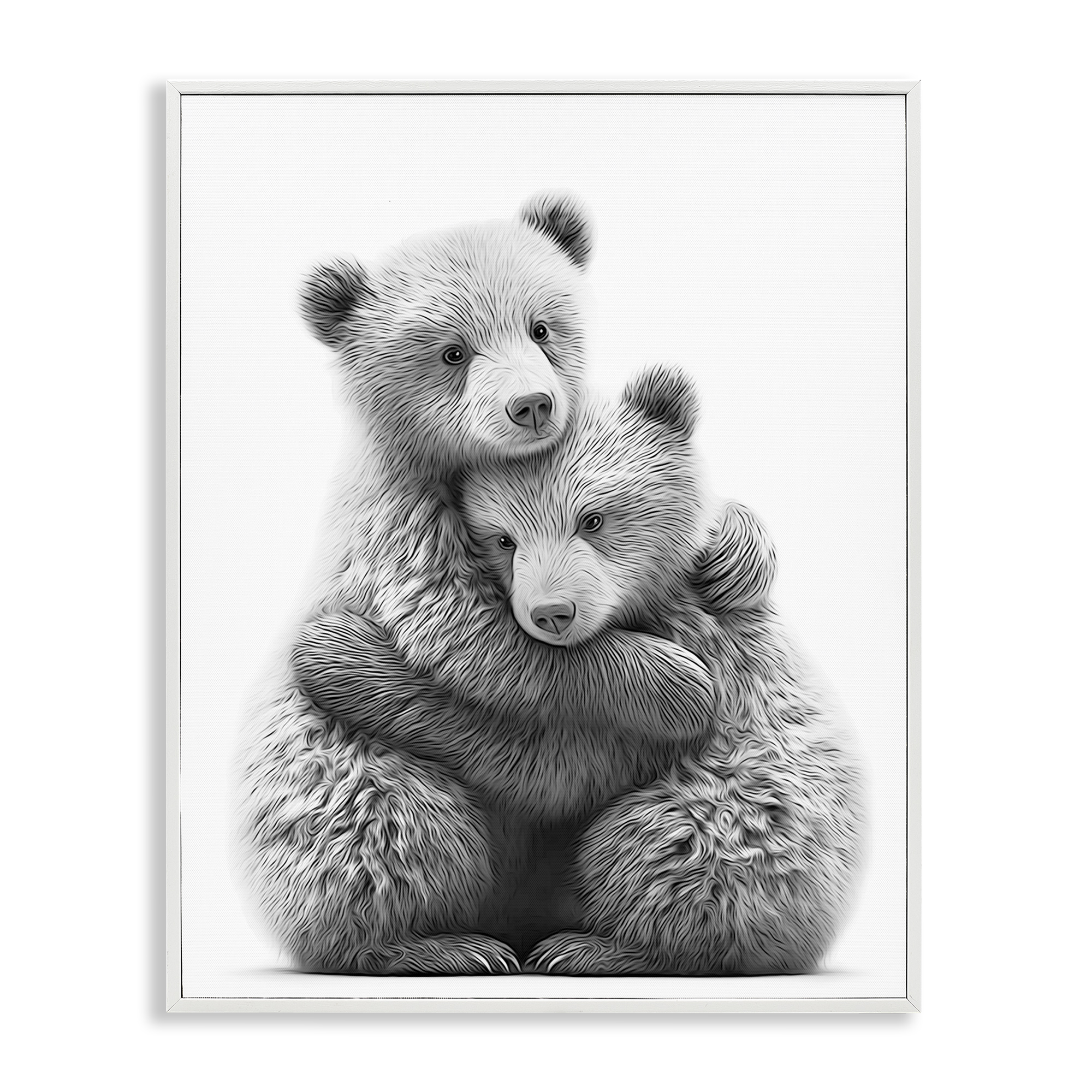 Stupell Industries Two Hugging Bears Animals & Insects Painting White Framed Art Print Wall Art, 11 x 14