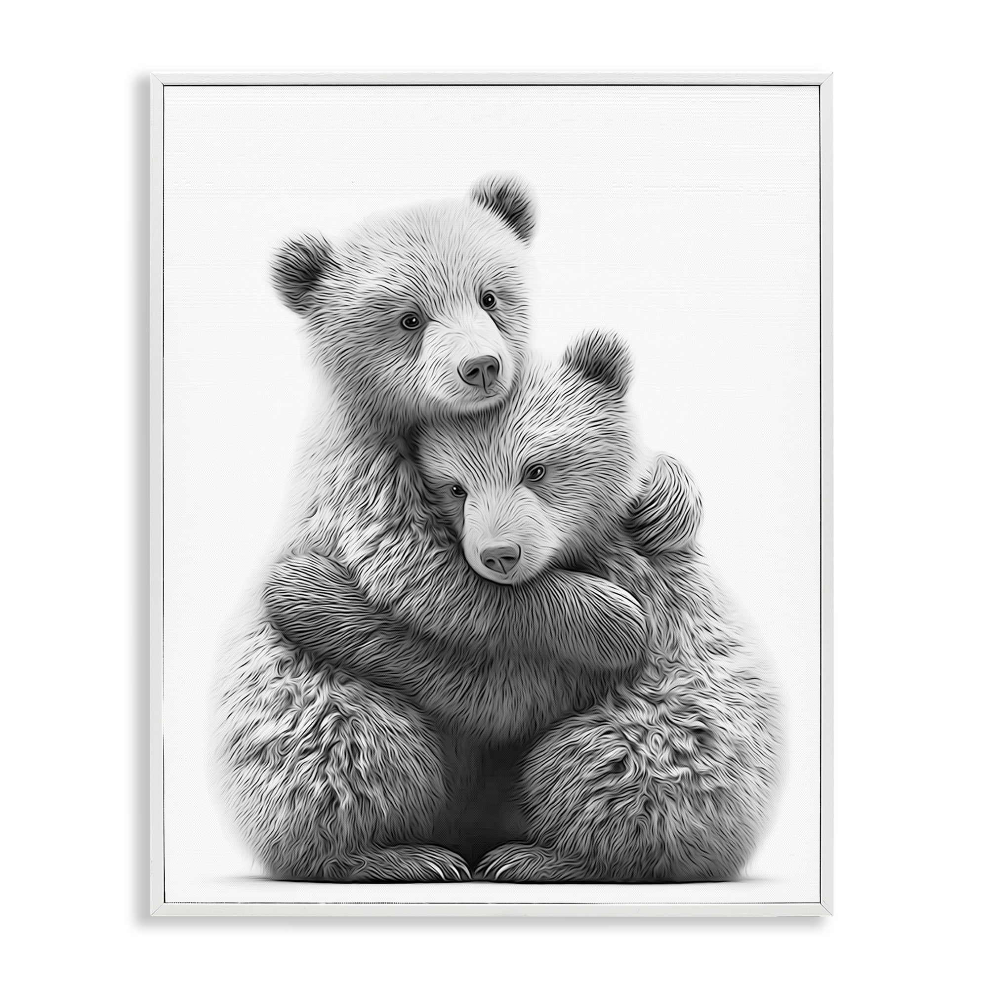 Stupell Industries Two Hugging Bears Animals & Insects Painting White Framed Art Print Wall Art, 16 x 20