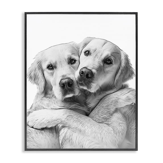 Stupell Industries Modern Two Hugging Dogs Black Framed Giclee Art, 11 x 14, by Annalisa Latella