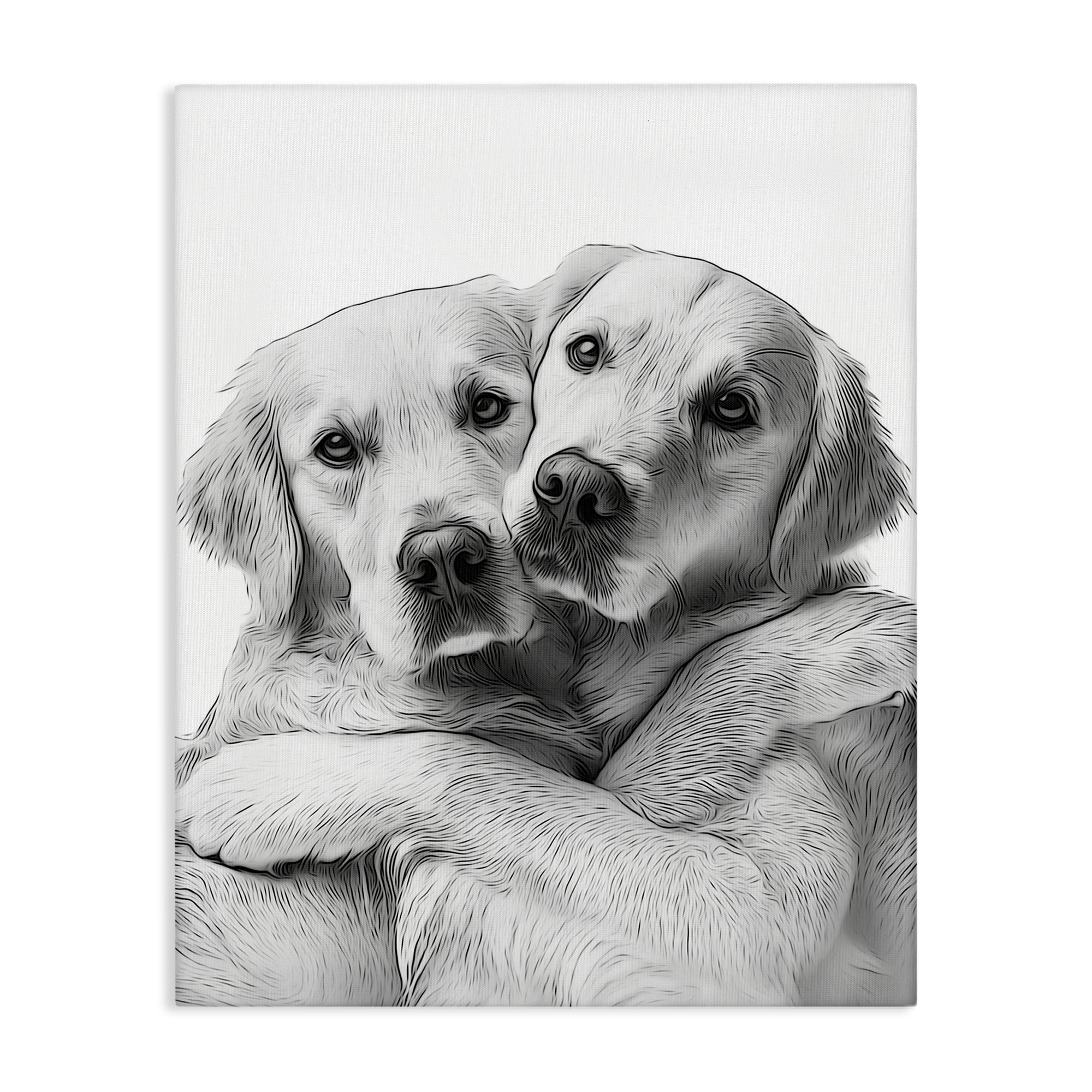 Stupell Industries Two Hugging Dogs Animals & Insects Painting Gallery Wrapped Canvas Art Print Wall Art, 36 x 48
