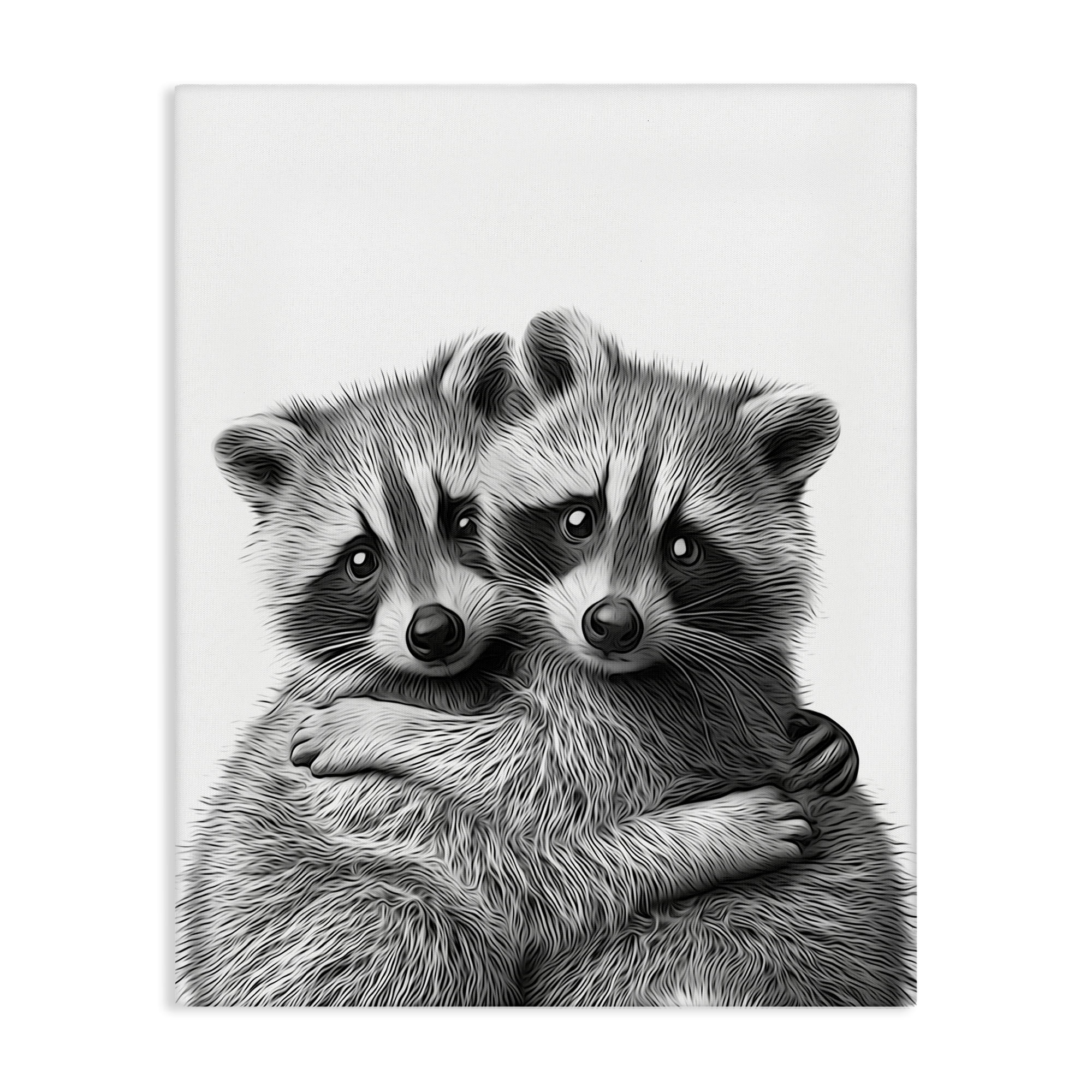 Stupell Industries Two Hugging Raccoons Animals & Insects Painting Gallery Wrapped Canvas Art Print Wall Art, 30 x 40