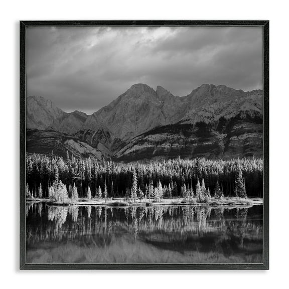 Stupell Industries Two Jack Lake Landscape Landscape & Nature Photography Black Framed Art Print Wall Art, 12 x 12