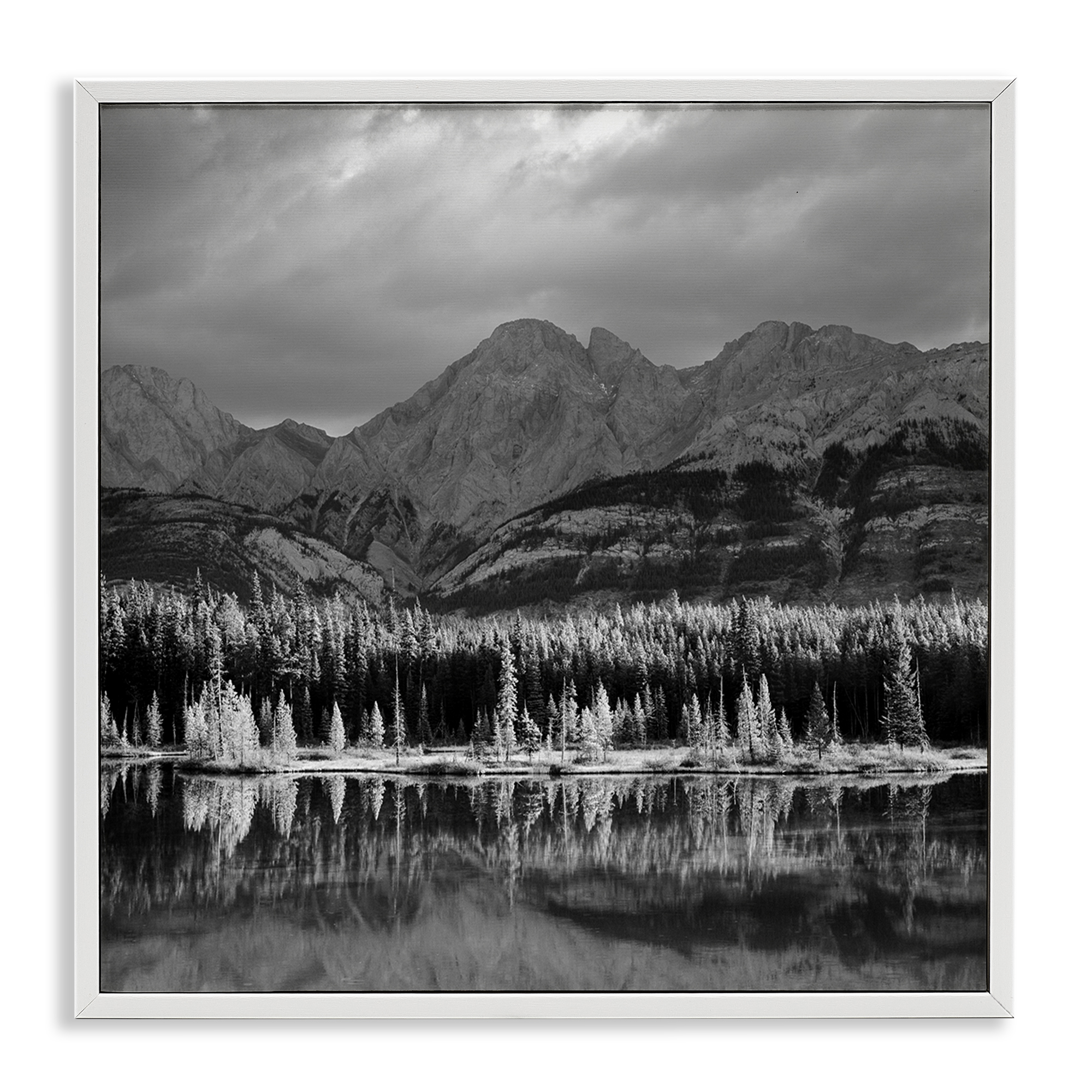 Stupell Industries Two Jack Lake Landscape Landscape & Nature Photography White Framed Art Print Wall Art, 17 x 17