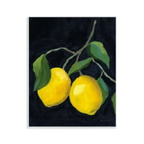 Stupell Industries Two Lemons on Black Food & Beverage Painting Unframed Art Print Wall Art, 11 x 14