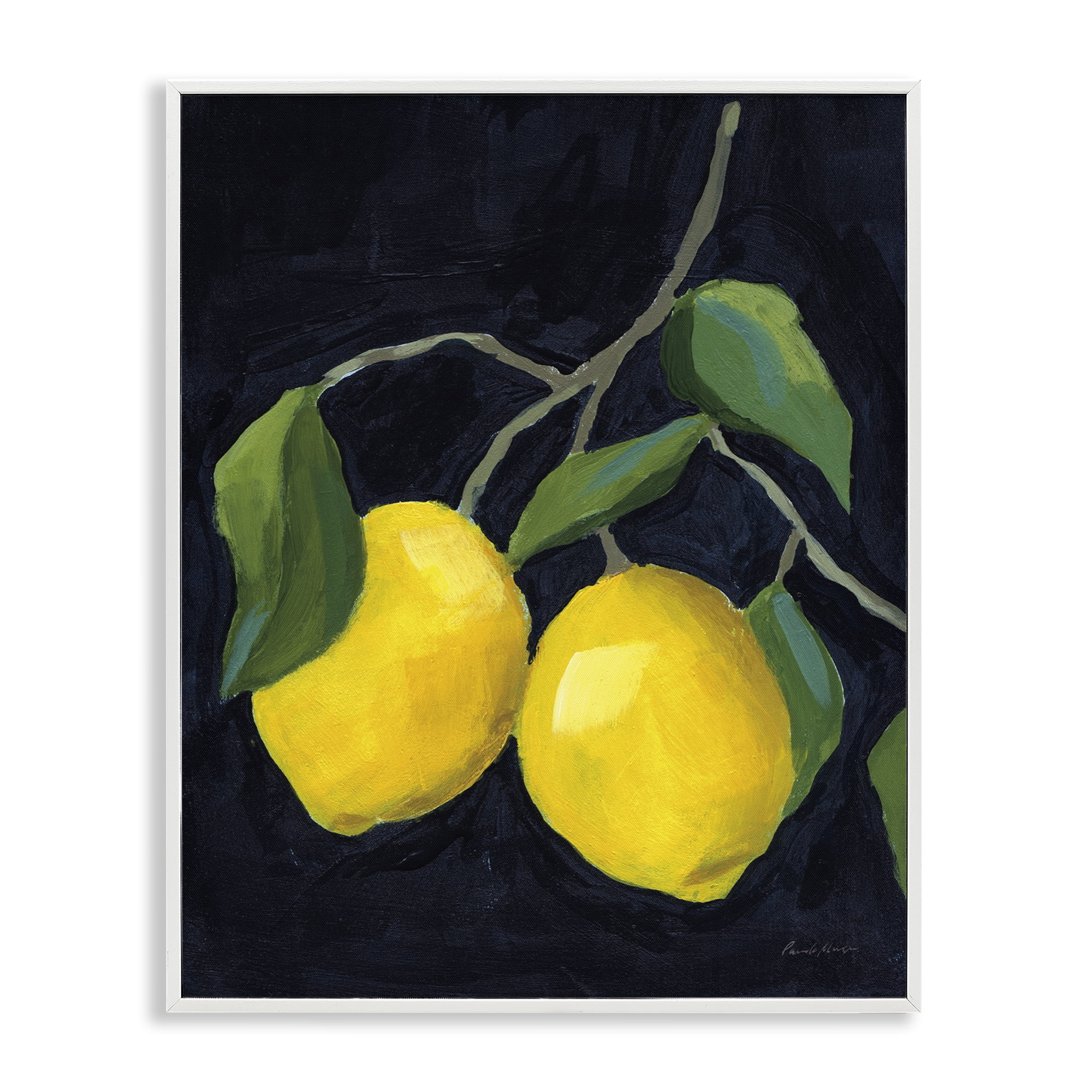 Stupell Industries Two Lush Lemons Food & Beverage Painting White Framed Art Print Wall Art, 16 x 20