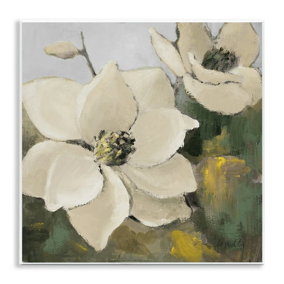 Stupell Industries Two Magnolia Blossoms Botanical & Floral Painting Unframed Art Print Wall Art, 12 x 12
