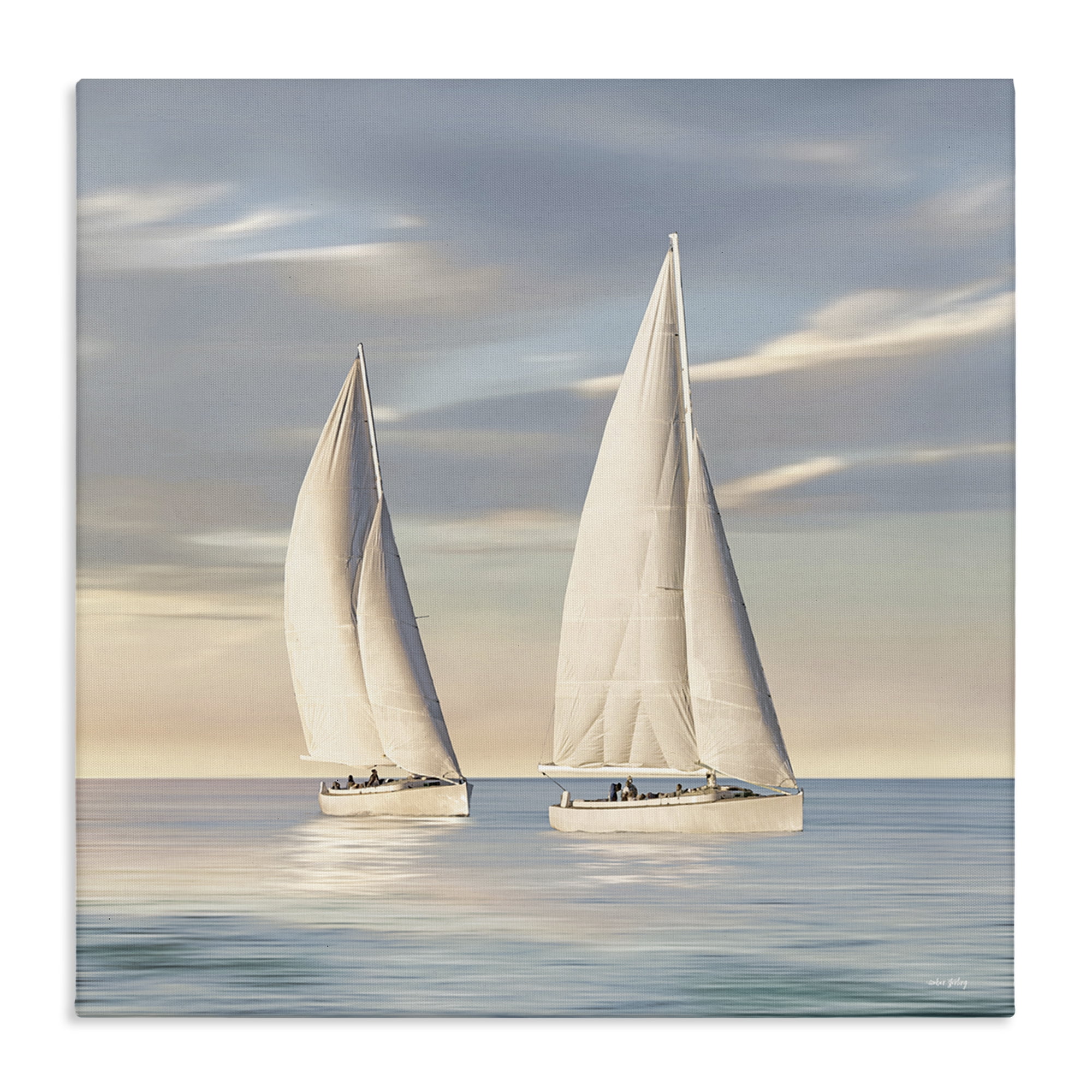 Stupell Industries Two Mighty Sailboats Transportation Painting Gallery Wrapped Canvas Art Print Wall Art, 24 x 24