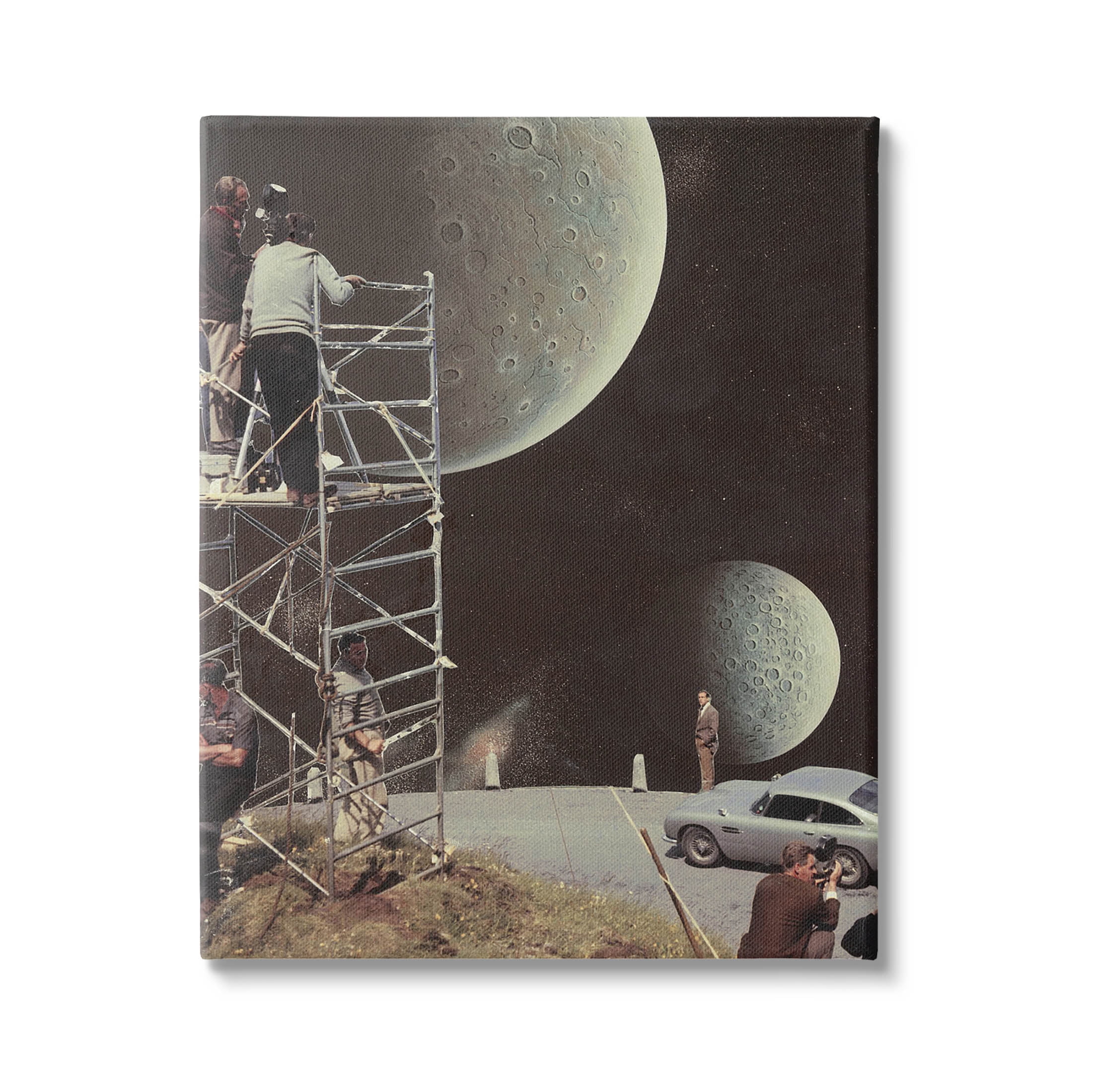 Stupell Industries Two Moons Vintage Film Set Galaxy Graphic Art Gallery Wrapped Canvas Print Wall Art, Design by Matheus Lopes Castro