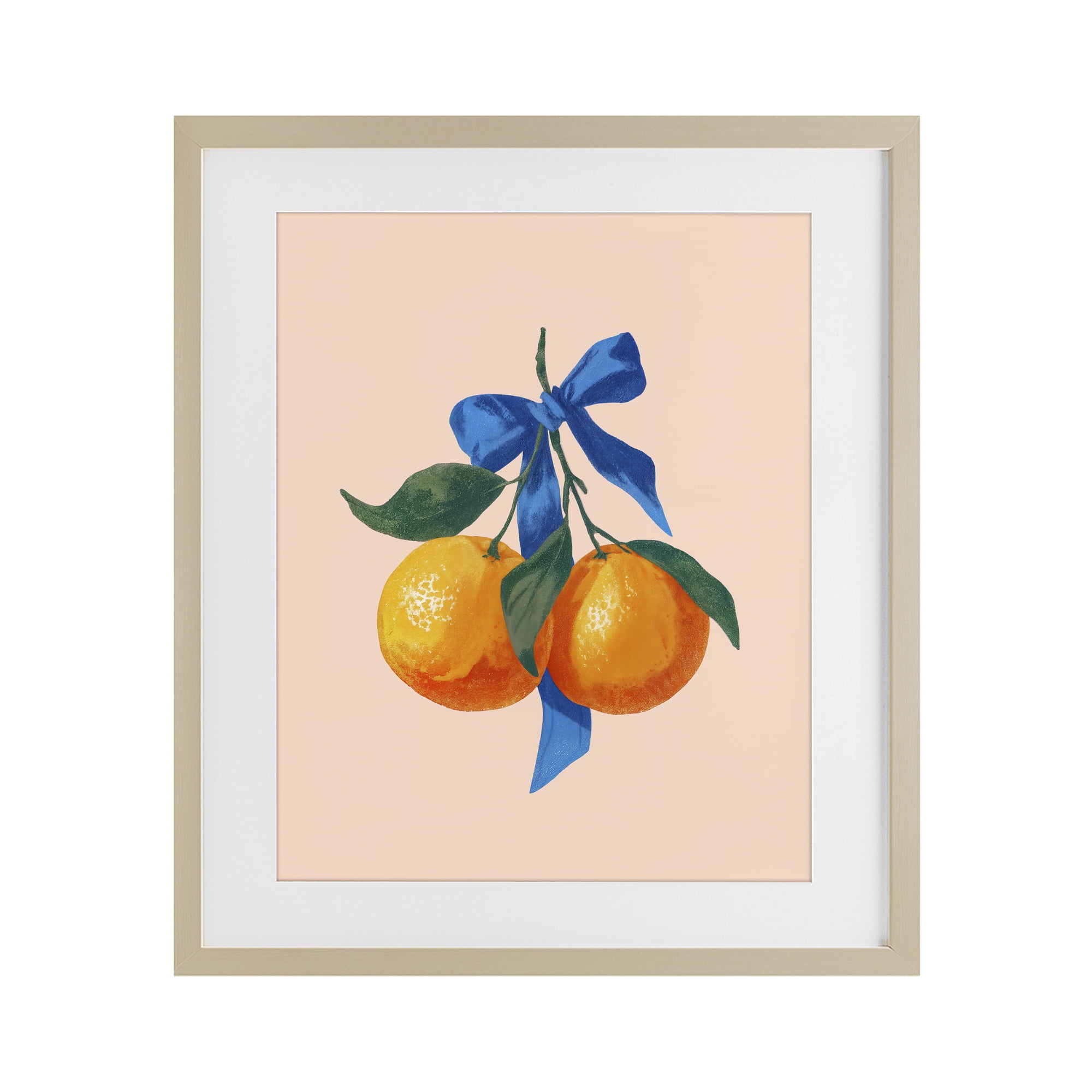 Stupell Industries Two Oranges with Blue Bow Birch Framed Print Under Glass, design by Imagine It Images