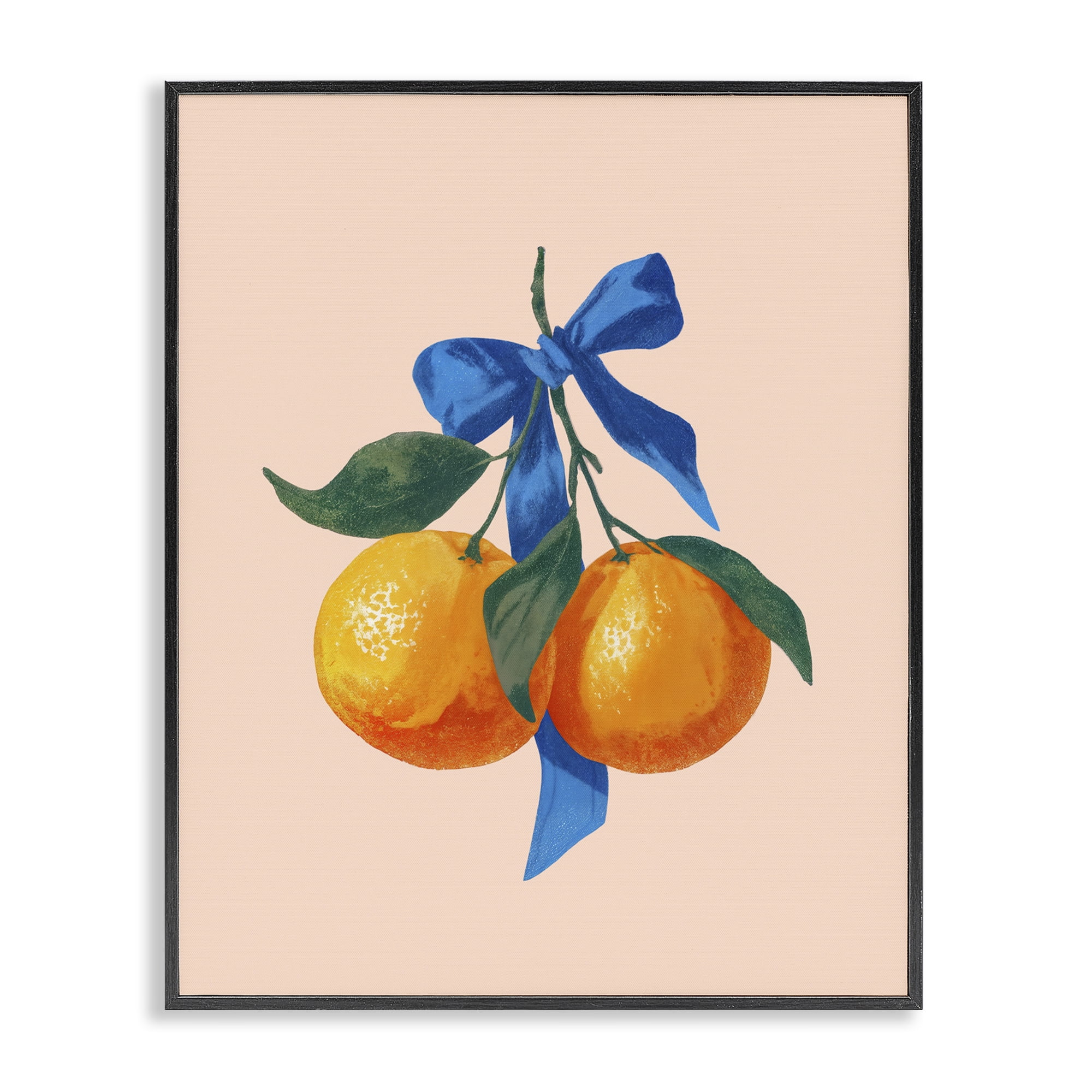 Stupell Industries Two Oranges with Blue Bow Black Framed Giclee Art, design by Imagine It Images