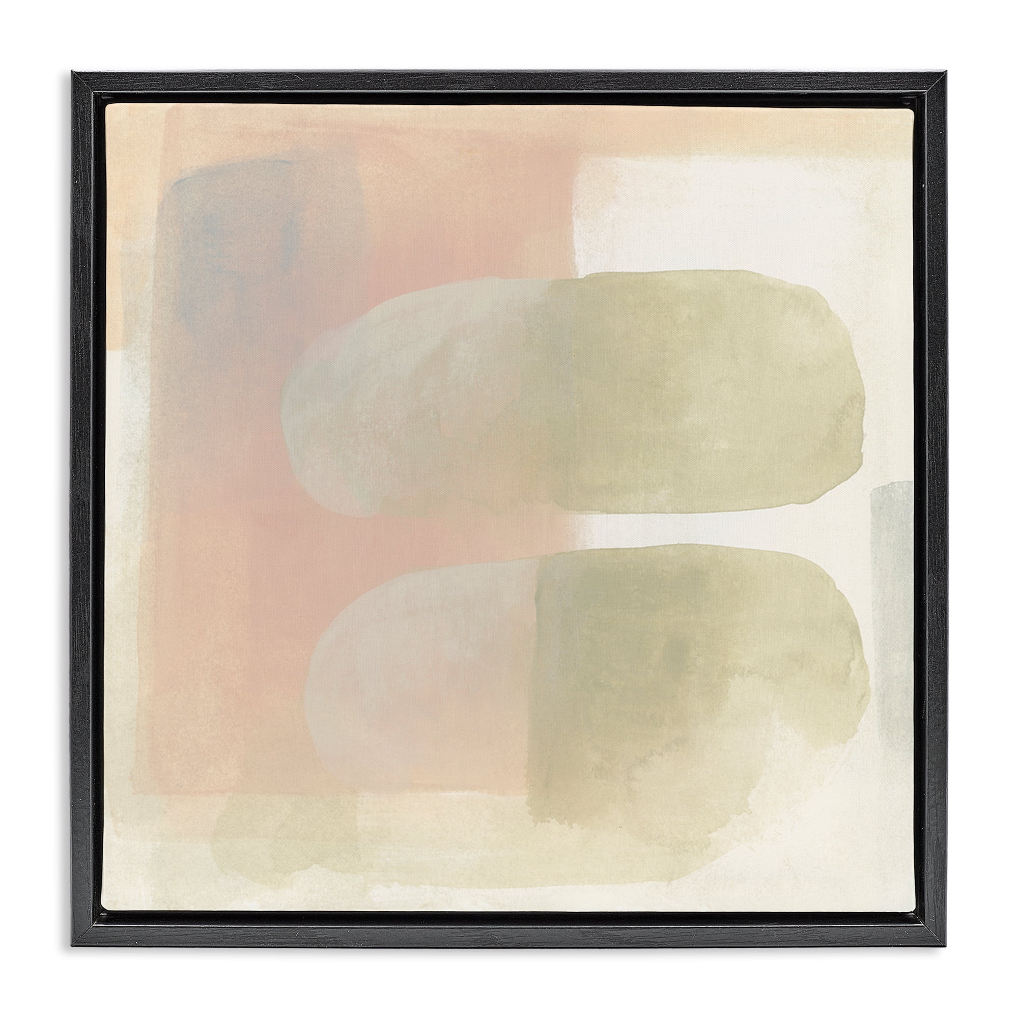 Stupell Industries Two Oval Shapes Abstract Painting Black Floater Framed Canvas Art Print Wall Art, 25 x 25