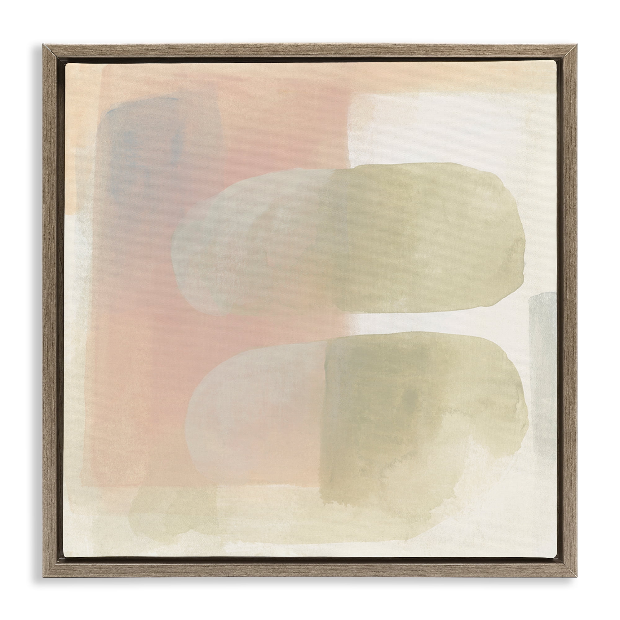 Stupell Industries Two Oval Shapes Abstract Painting Brown Floater Framed Canvas Art Print Wall Art, 25 x 25