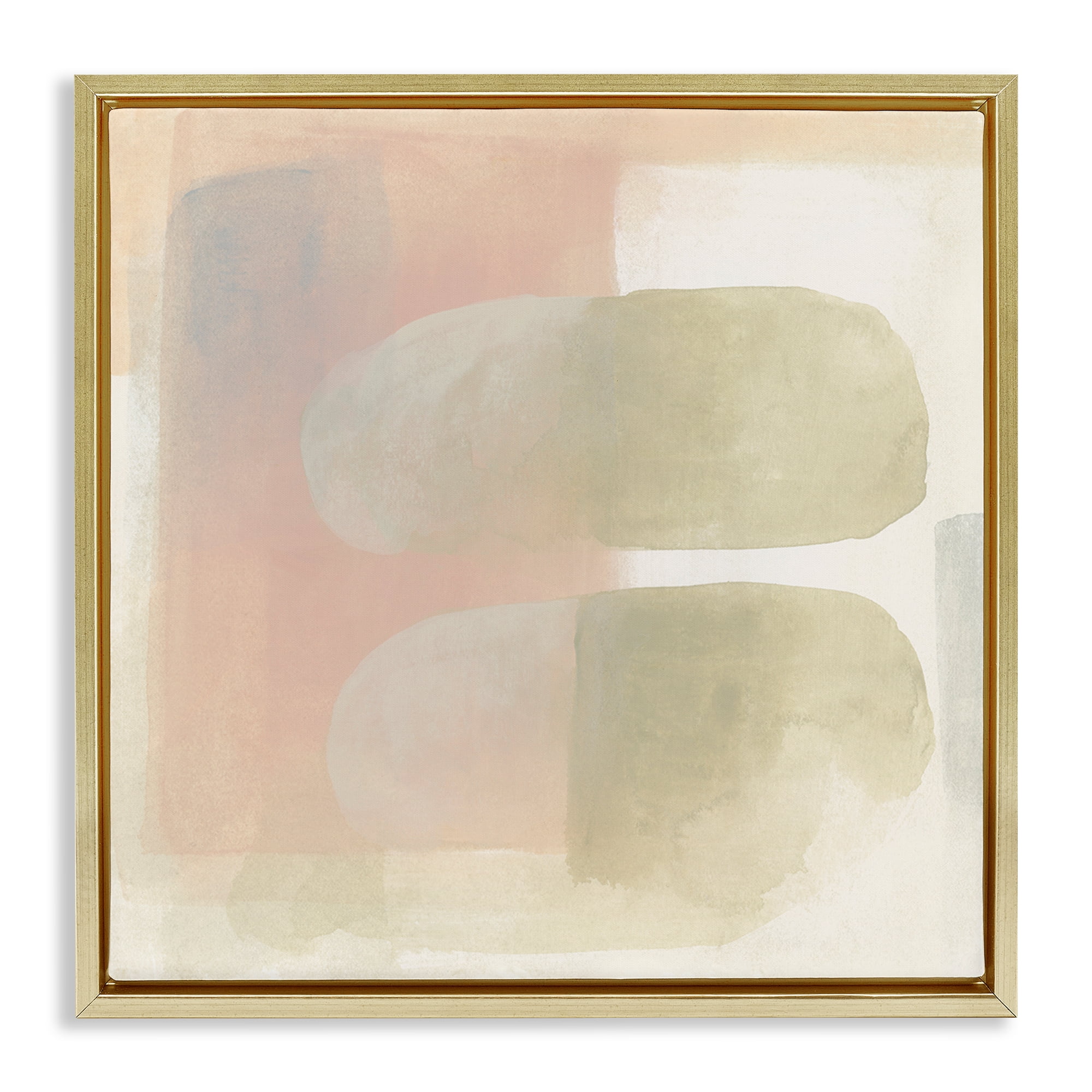 Stupell Industries Two Oval Shapes Abstract Painting Gold Floater Framed Canvas Art Print Wall Art, 18 x 18