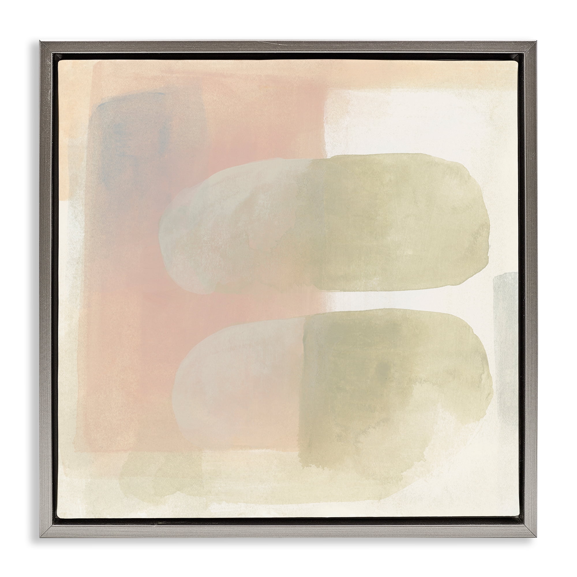 Stupell Industries Two Oval Shapes Abstract Painting Gray Floater Framed Canvas Art Print Wall Art, 25 x 25