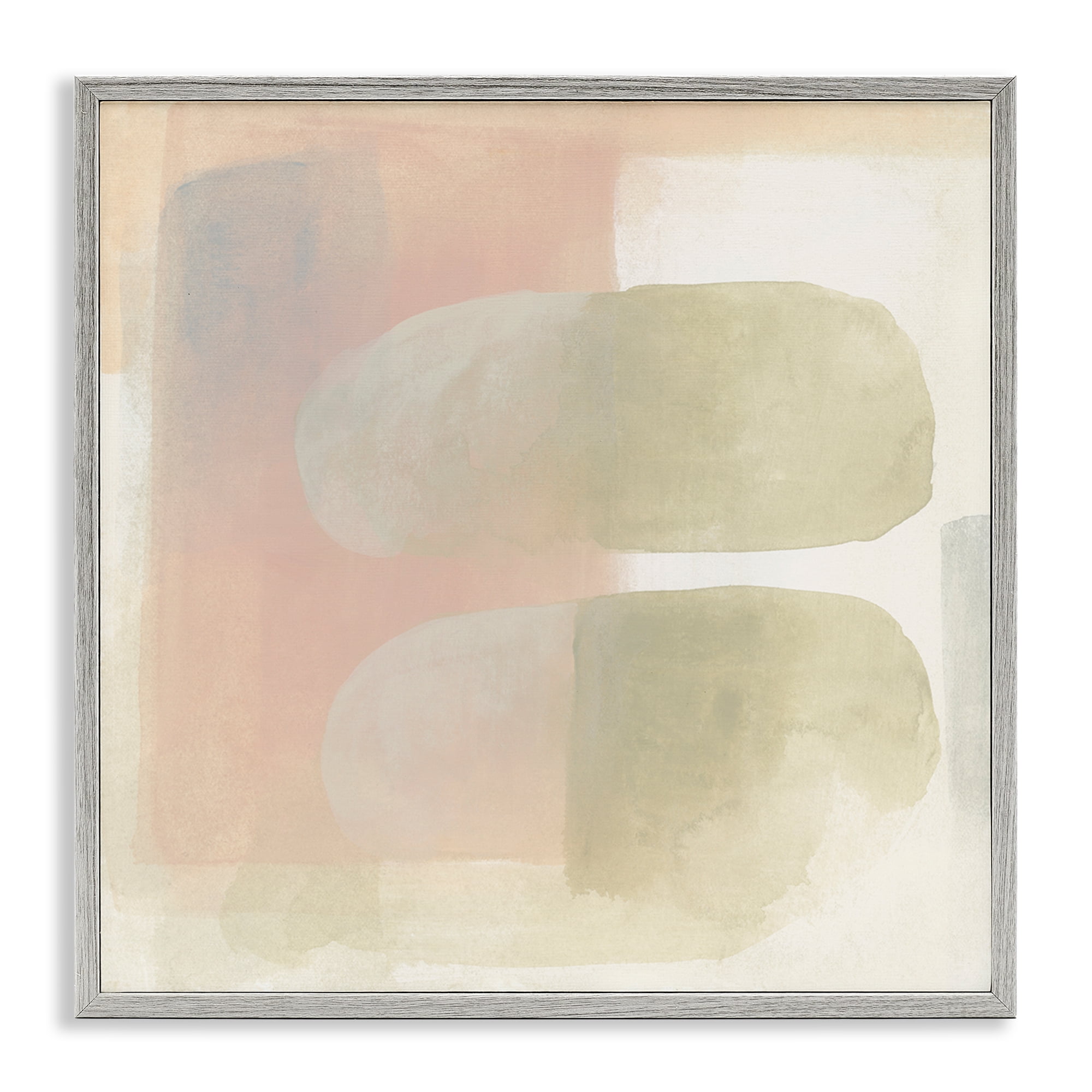 Stupell Industries Two Oval Shapes Abstract Painting Gray Framed Art Print Wall Art, 24 x 24