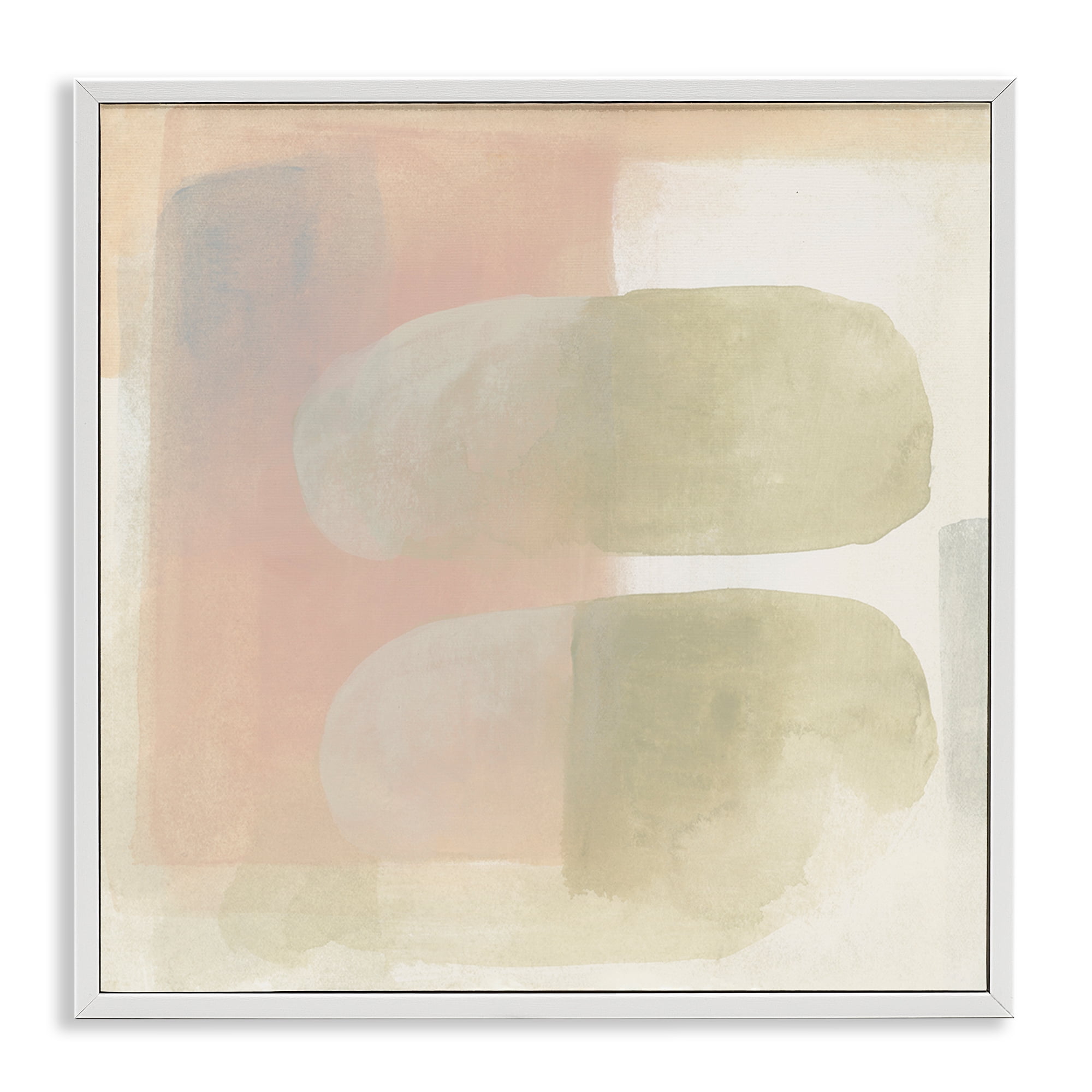 Stupell Industries Two Oval Shapes Abstract Painting White Framed Art Print Wall Art, 12 x 12