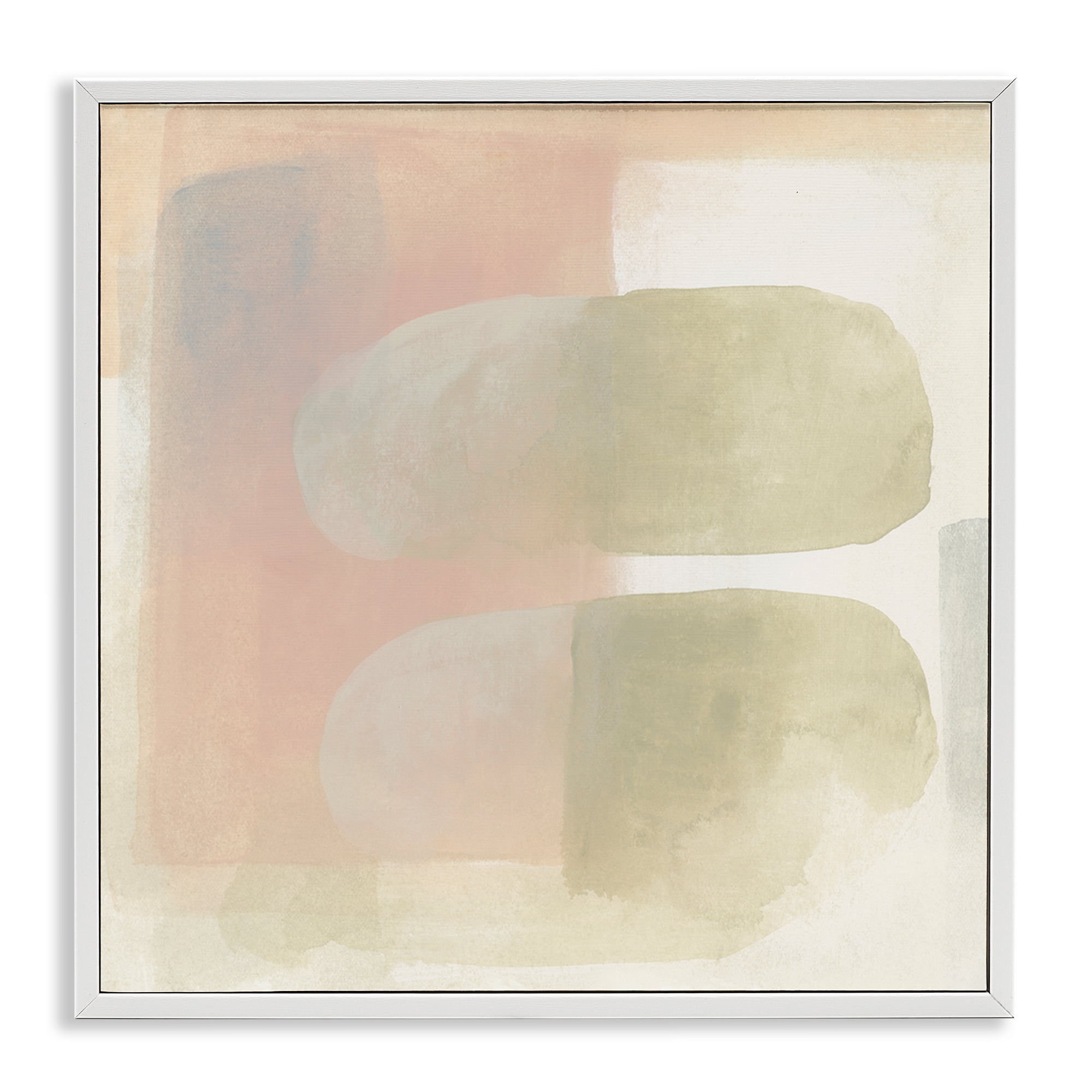 Stupell Industries Two Oval Shapes Abstract Painting White Framed Art Print Wall Art, 17 x 17