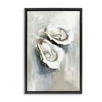 Stupell Industries Two Oysters Seashell Mirage Animals Painting Black Floater Framed Canvas Art Print Wall Art, 17 x 25