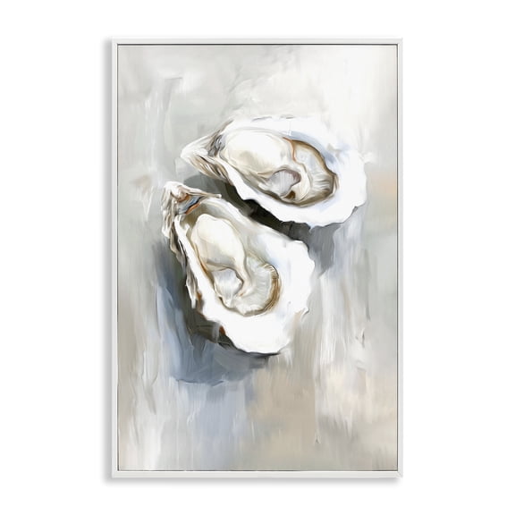 Stupell Industries Two Oysters Seashell Mirage Animals Painting White Framed Art Print Wall Art, 20 x 30