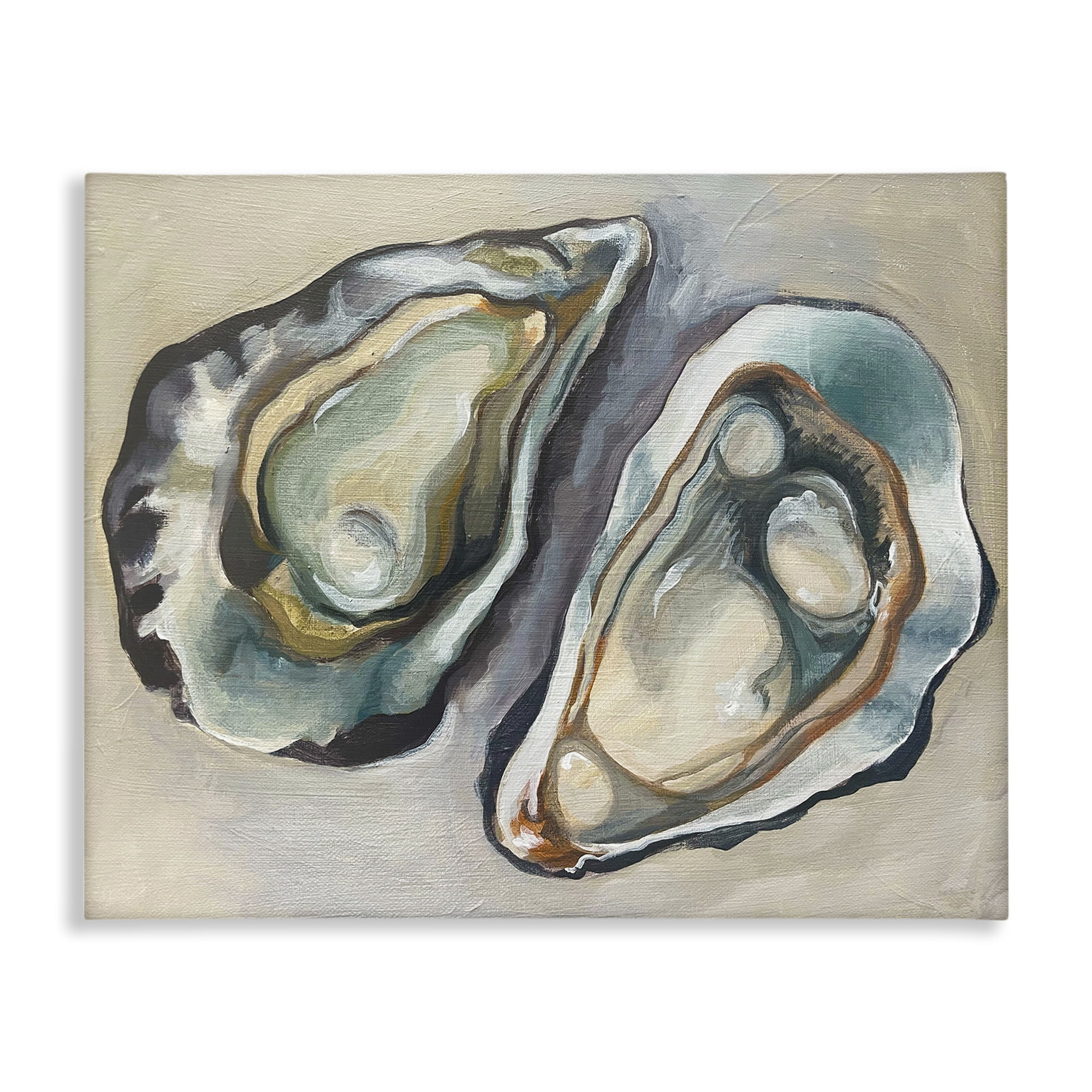Stupell Industries Two Oysters Traditional Animals Painting Wrapped Canvas Art Print Wall Art, 40 x 30