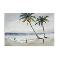 Stupell Industries Two Palms Serene Coast Nautical & Beach Painting Wrapped Canvas Art Print Wall Art, 24 x 16