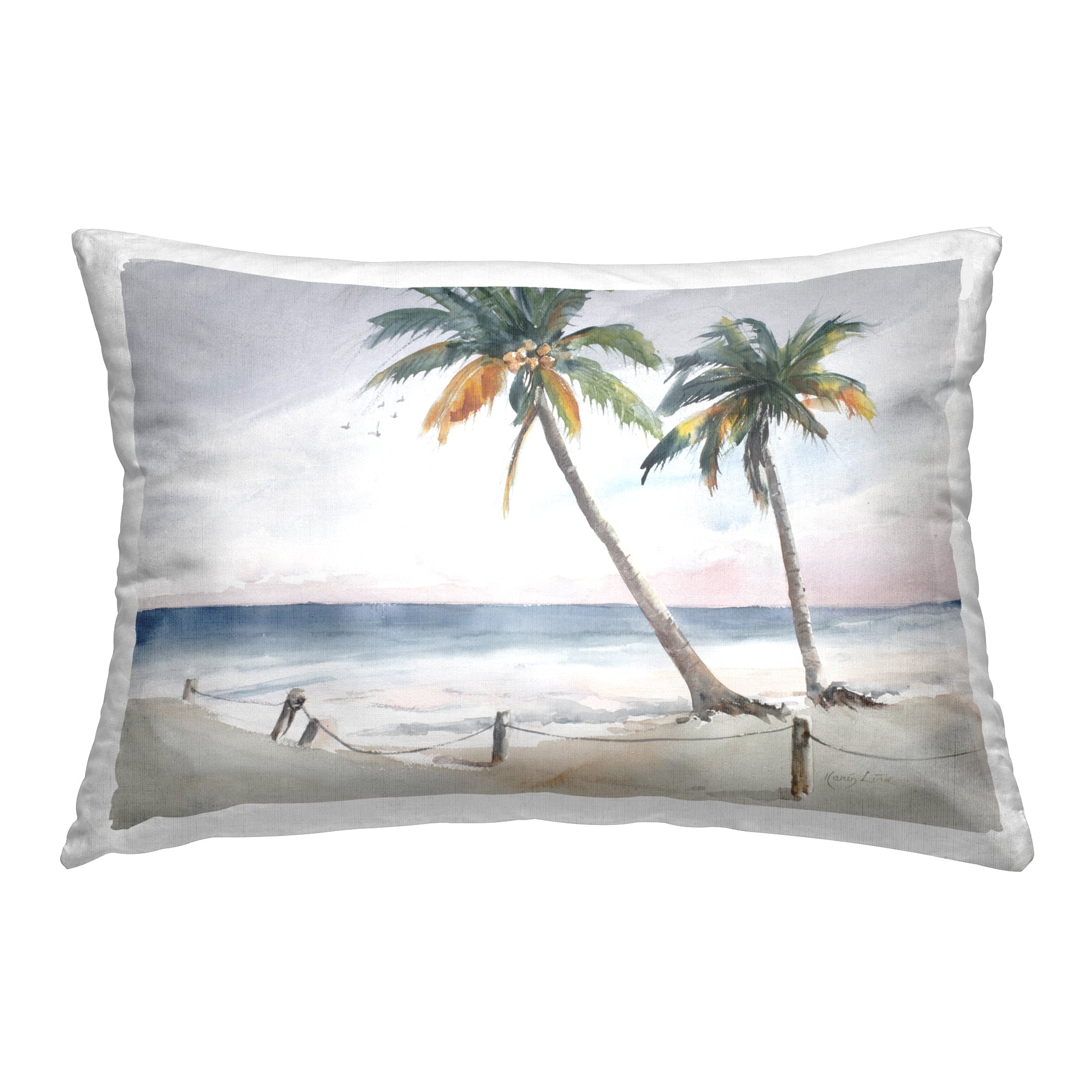 Stupell Industries Two Palms by Ocean Decorative Printed Throw Pillow Design by Karin Lind.