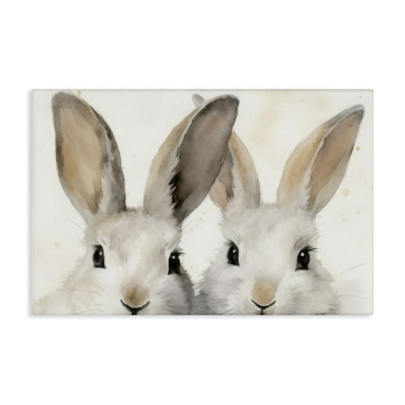 Stupell Industries Two Peeking Rabbits Animals & Insects Painting Gallery Wrapped Canvas Art Print Wall Art, 24 x 16