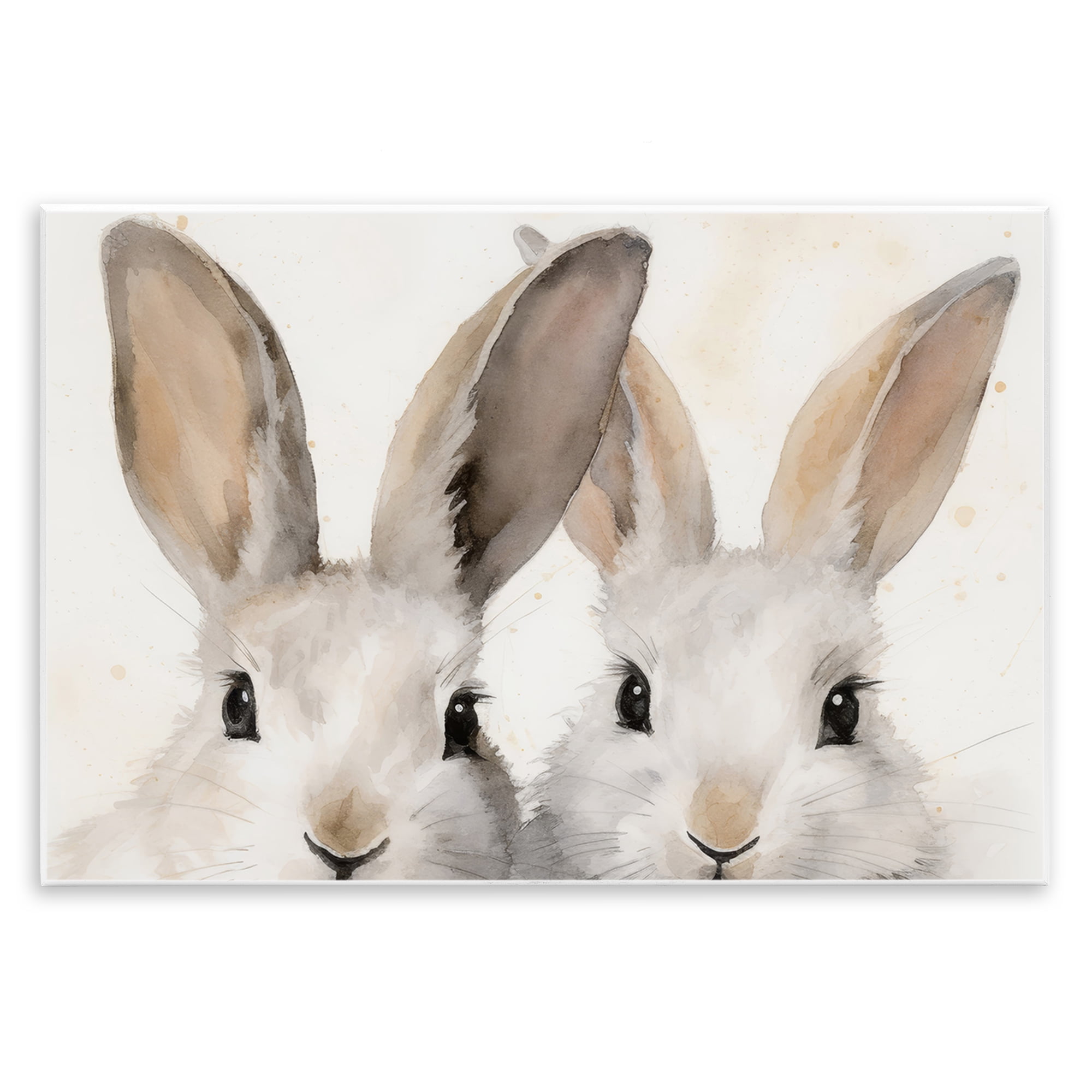 Stupell Industries Two Peeking Rabbits Animals & Insects Painting Unframed Art Print Wall Art, 19 x 13