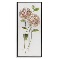 Stupell Industries Two Pink Hydrangeas Floral Painting Black Framed Art Print Wall Art, 10 x 24
